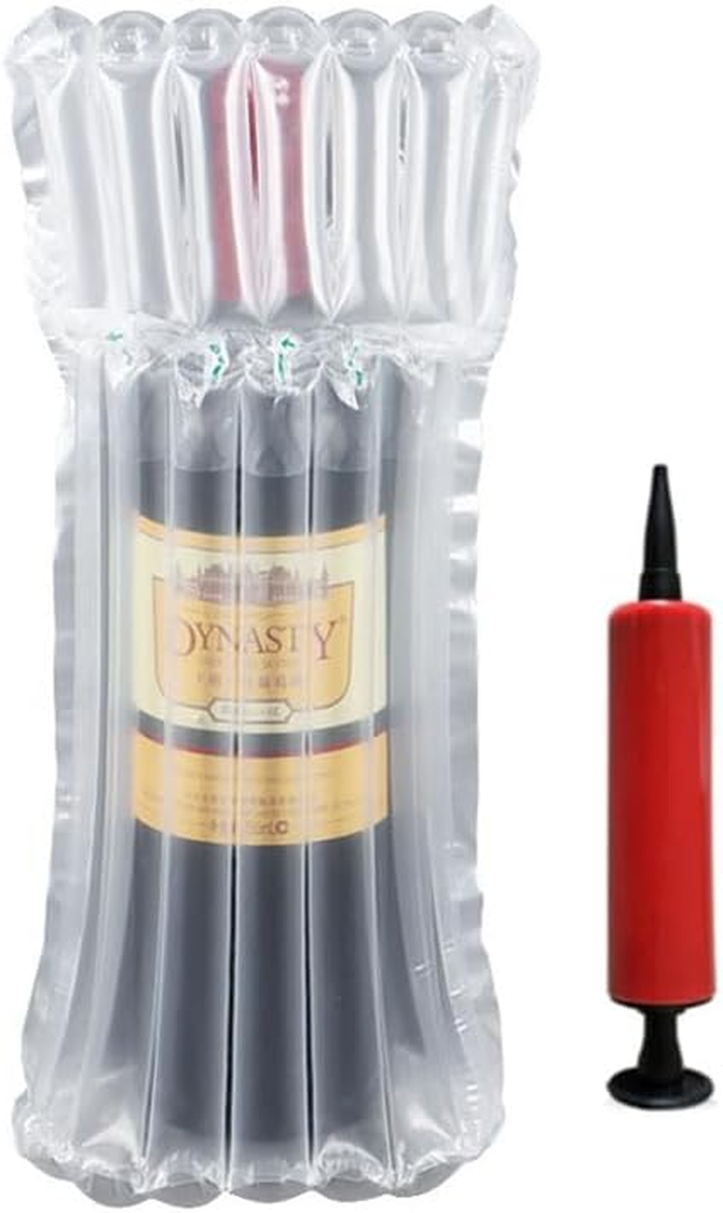 12-Pack Reusable Wine Bottle Travel Protector Bags with Free Pump &ndash; Inflatable Air Column Bubble Packaging for Safe Wine Transportation, Durable & Lightweight image number 1