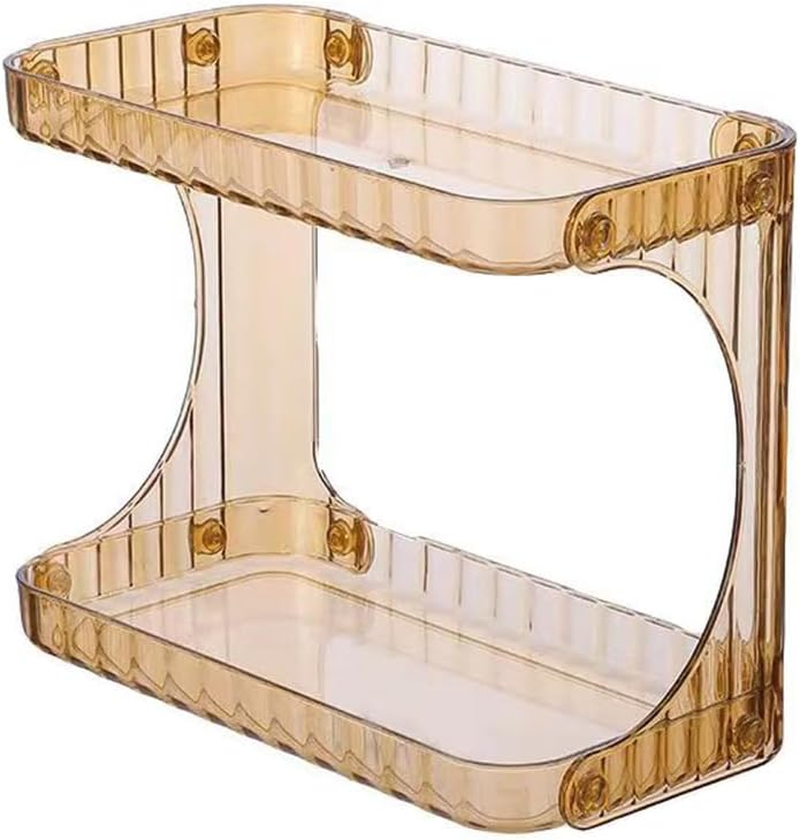 Hbluefat 2 Tier Bathroom Countertop Organizer, Clear Acrylic for Cosmetic Skincare Makeup Perfume, Vanity Dressing Table, Coffee Table Storage Rack Kitchen (Amber) - Amber image number 3