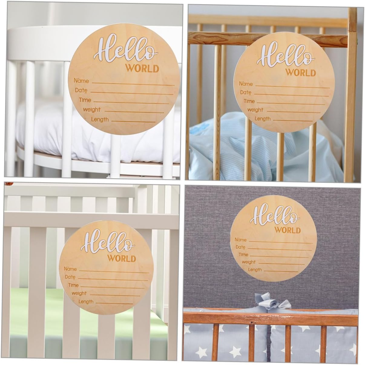 2Pcs Wooden Name Sign Newborn Announcement Birth Sign for Hospital Photo Prop Welcome image number 2