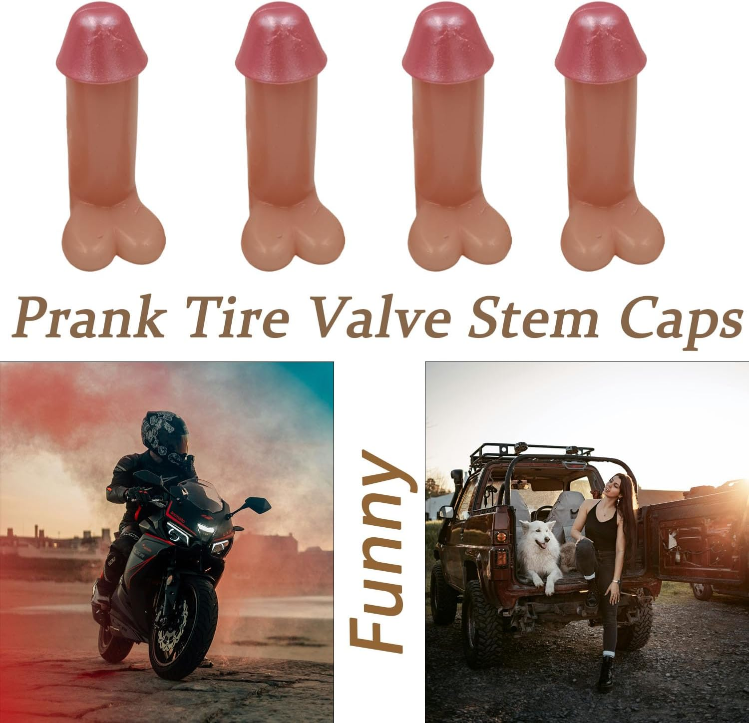 4 Pcs 1.8 Inch Incarnadine Prank Tire Valve Stem Caps, Tire Air Caps Universal for Cars,Trucks,Motorcycles,Suv