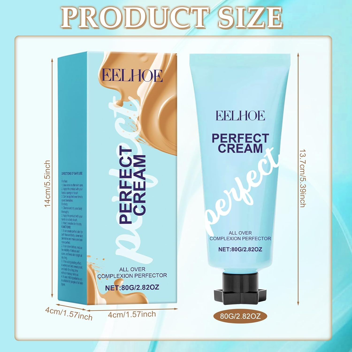 All-Over Complexion Perfector, Long-Lasting CC Cream Foundation, Hydrating Full Coverage Concealer, Cream Body Perfector, Natural Moisturising, Waterproof Transfer Resistant image number 2