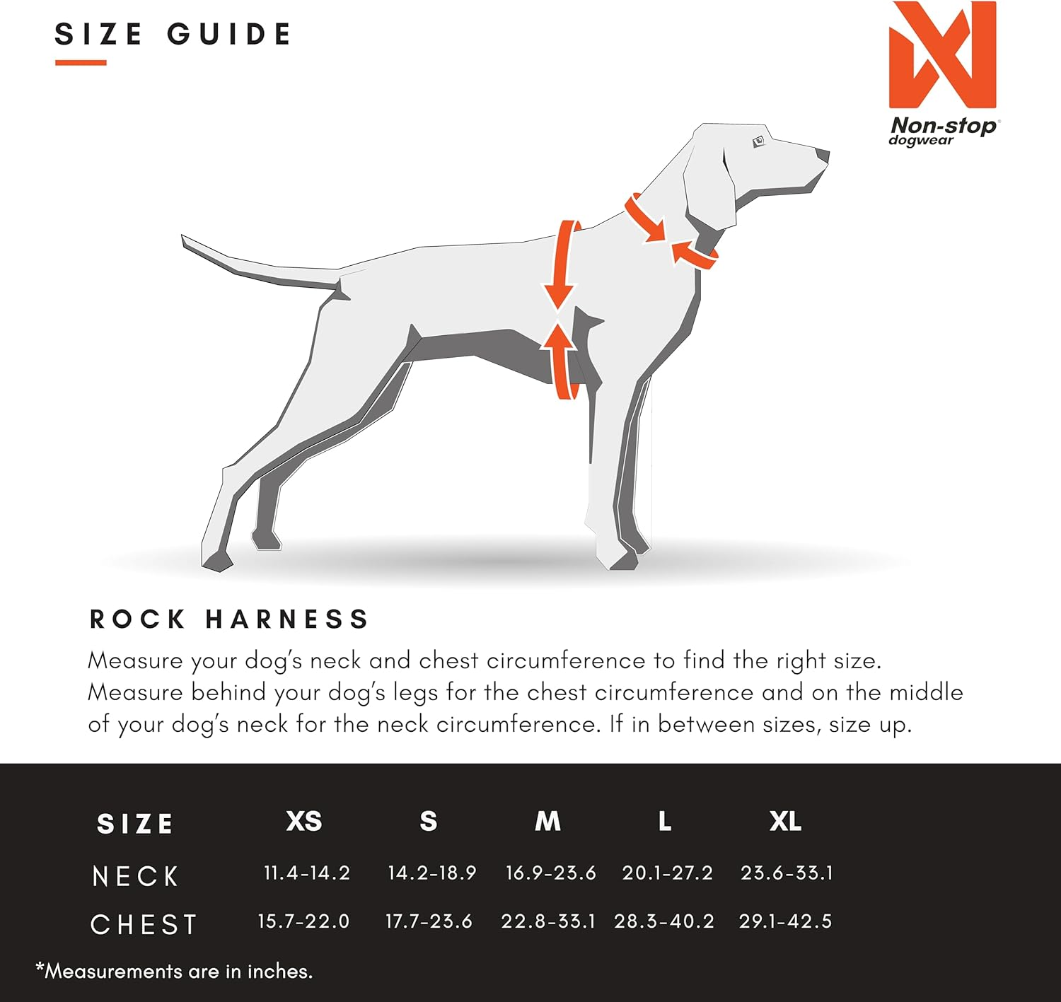 Non-Stop Dogwear Rock Harness Adjustable Dog Harness for Small Dogs with 3 Leash Clips, Handle and Reflective, Black/Orange, Size S image number 2