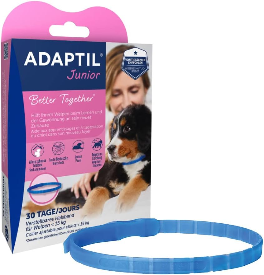 ADAPTIL Junior Puppy Collar - Blue, Size S, for Puppies up to 37.5Kg/15Kg, Supports Acclimatization & Training, Uses Dog Appeasing Pheromones, Recommended for All Breeds image number 4