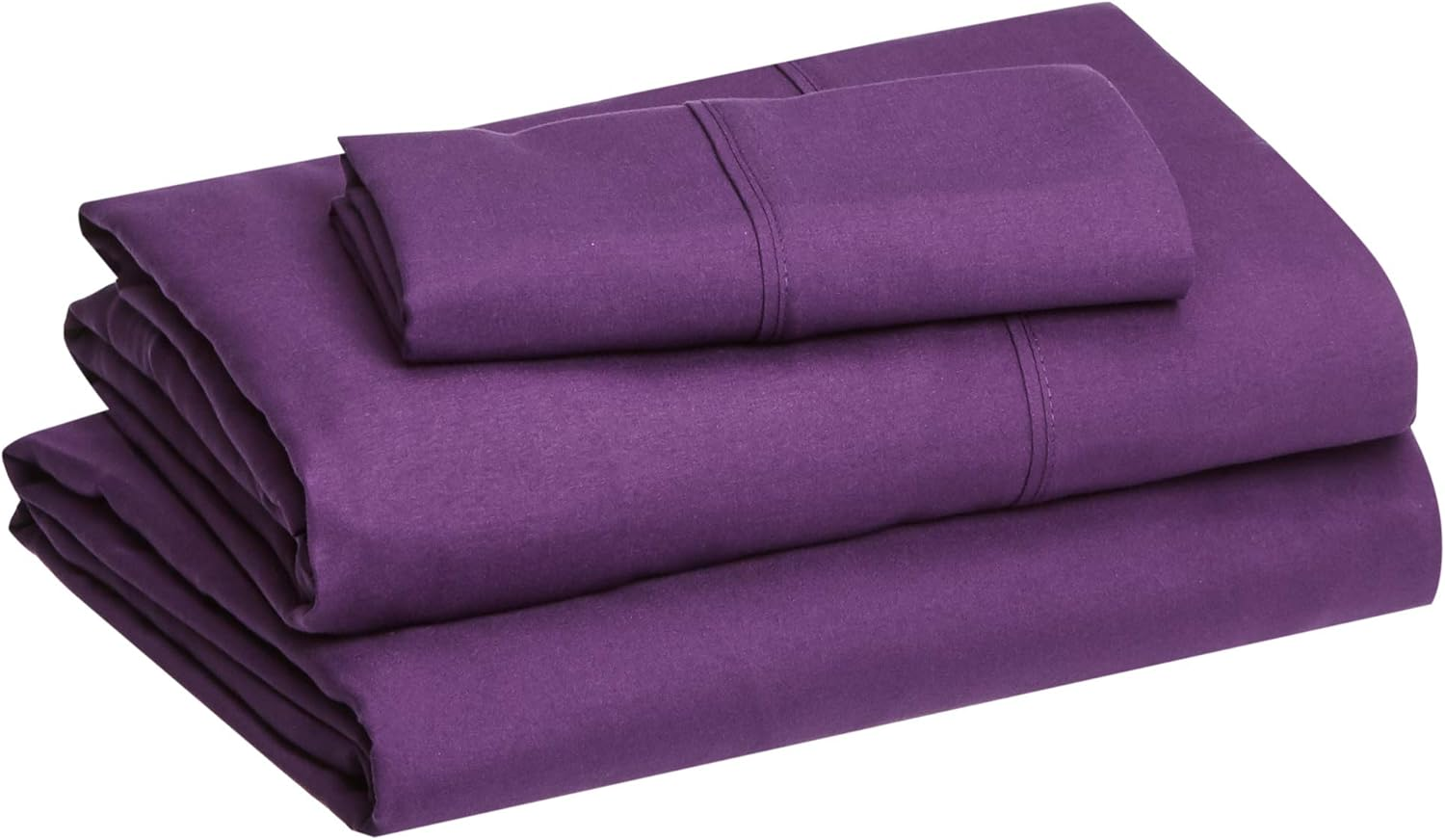Amazon Basics Lightweight Super Soft Easy Care Microfiber Bed Sheet Set with 36-Cm Deep Pockets - Single, Plum image number 5