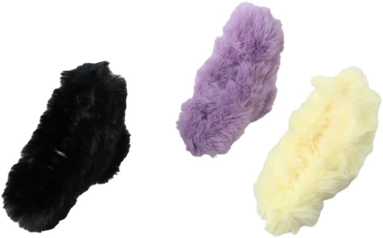 3Pcs Plush Hair Claw Korean Style Solid Color Hair Clip Sweet Plush Hair Accessories Autumn Winter Plush Ponytail Headwear Decoration