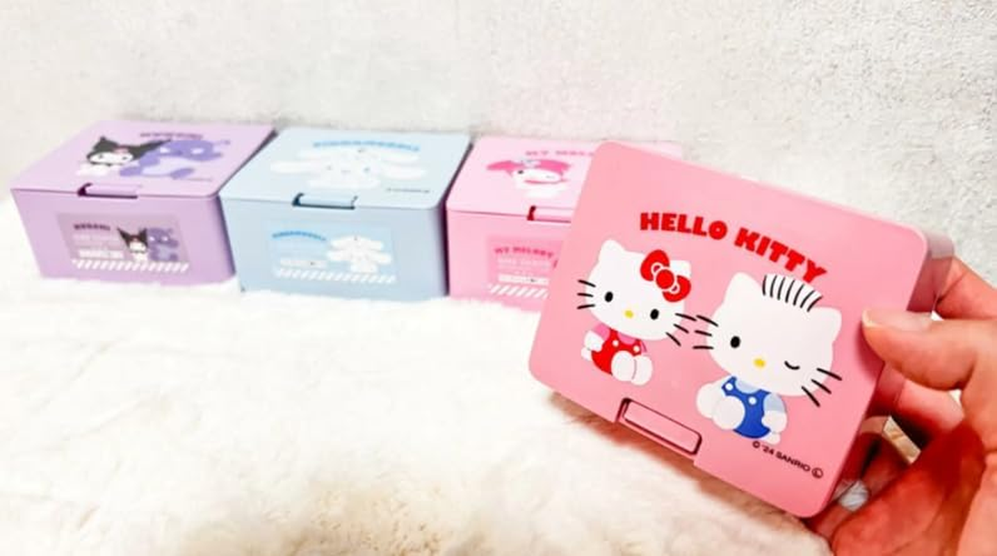 Can Do My Melody One Push One Touch Open Type Lid Accessory Cosmetics Case Box W4.2 &times; H3.5 &times; D2 Inch,Multicolor, Japanese, Pink, Pink, Small Case
