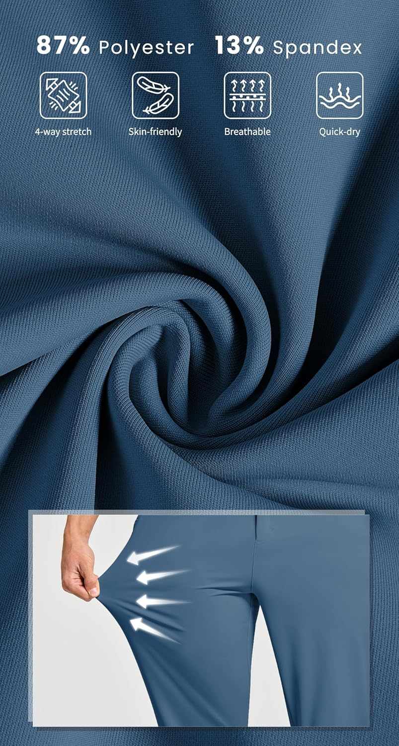 WILLIT Men'S Golf Joggers Pants Stretch Slim Fit Work Dress Pants Quick Dry Athletic Pants with Pockets image number 5