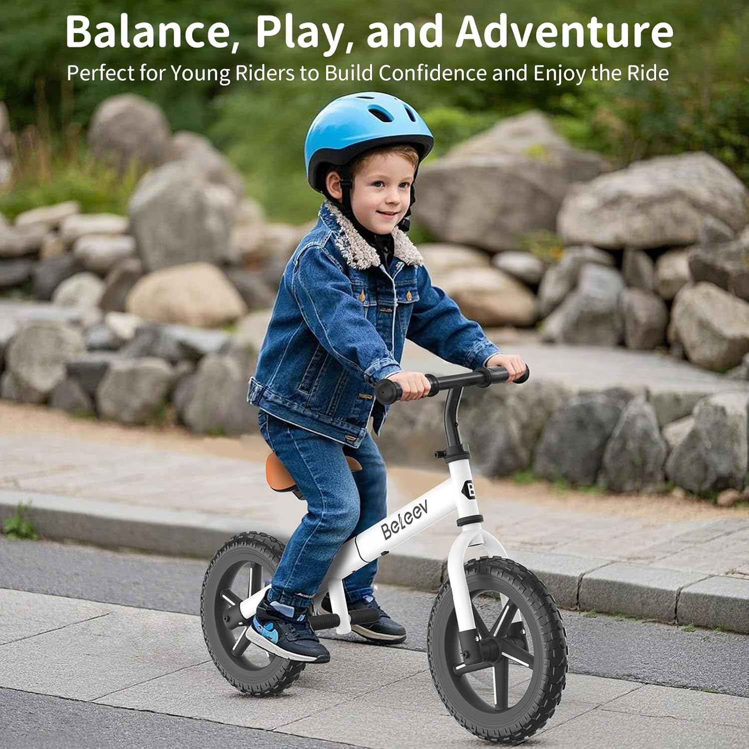 BELEEV C2 Balance Bike 2 Year Old with LED Light-Up Wheels, Adjustable Seat and Handlebar, Footrest, 12 Inch Anti-Skid Wheels, Kids Toddler Baby Walker Bike First Birthday 2-5 for Boys Girls image number 3