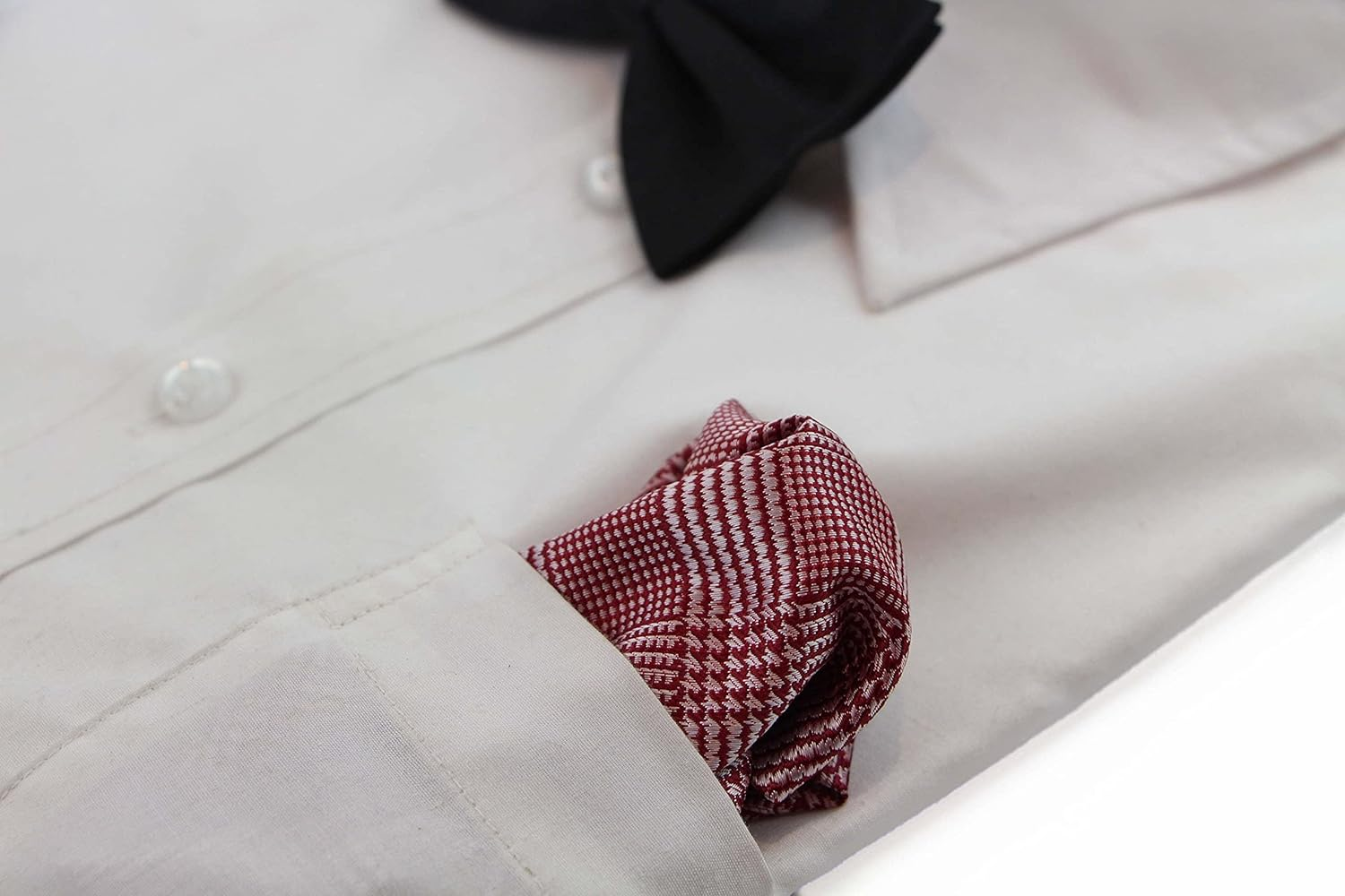 Mens Red & Silver Checkered Silk Pocket Square Red and Silver image number 1