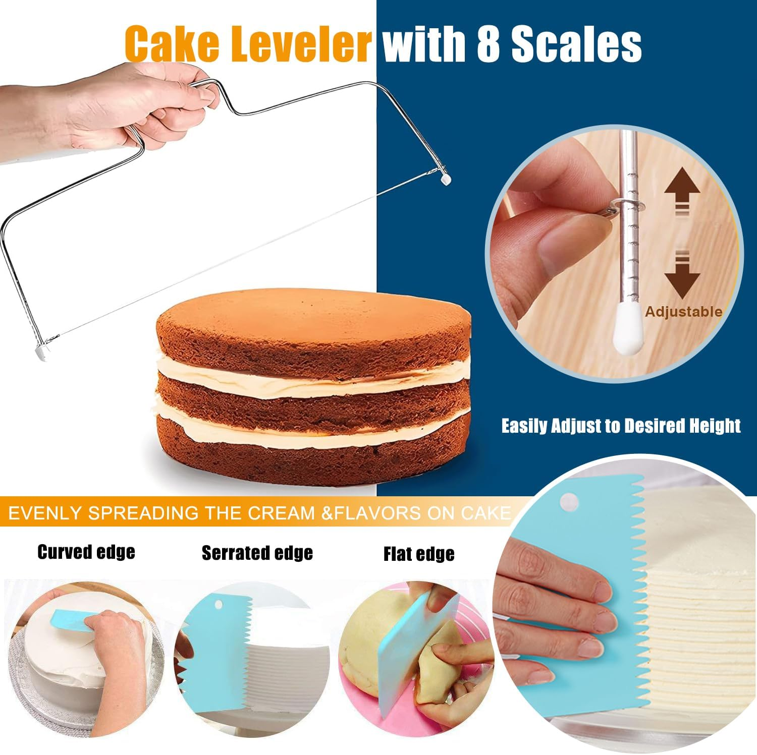 150PCS Cake Pan Set for Baking, Cake Decorating Supplies, 3 Non-Stick Springform Cake Pan, 24 Icing Tips, Cake Leveler, 2 Spatula, 3 Scrappers & More, Cake Decorating Kit Baking Supplies Tools image number 4