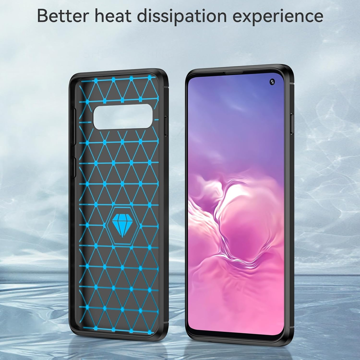 HEYUS for Samsung Galaxy S10 Case, Protective Carbon Fiber Case Cover Compatible with Samsung Galaxy S10 Lightweight Ultra Thin Slim image number 2