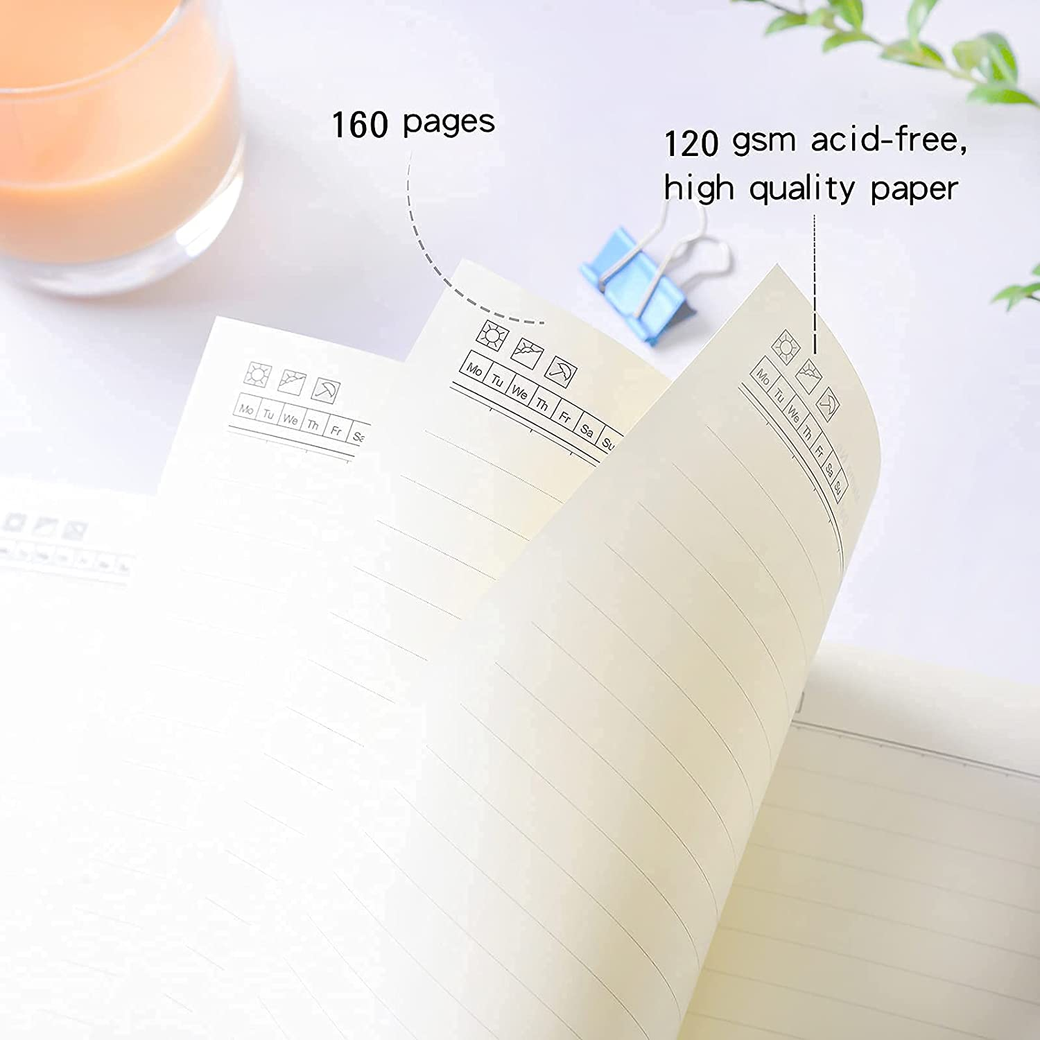 Lined Journal Notebook ，Men Women Use for Work，Writing Diary，Office，Travel or Business，120 GSM Thick Paper Journals，Medium 5.7 X 8.2 Inches(Ruled Blue) image number 1