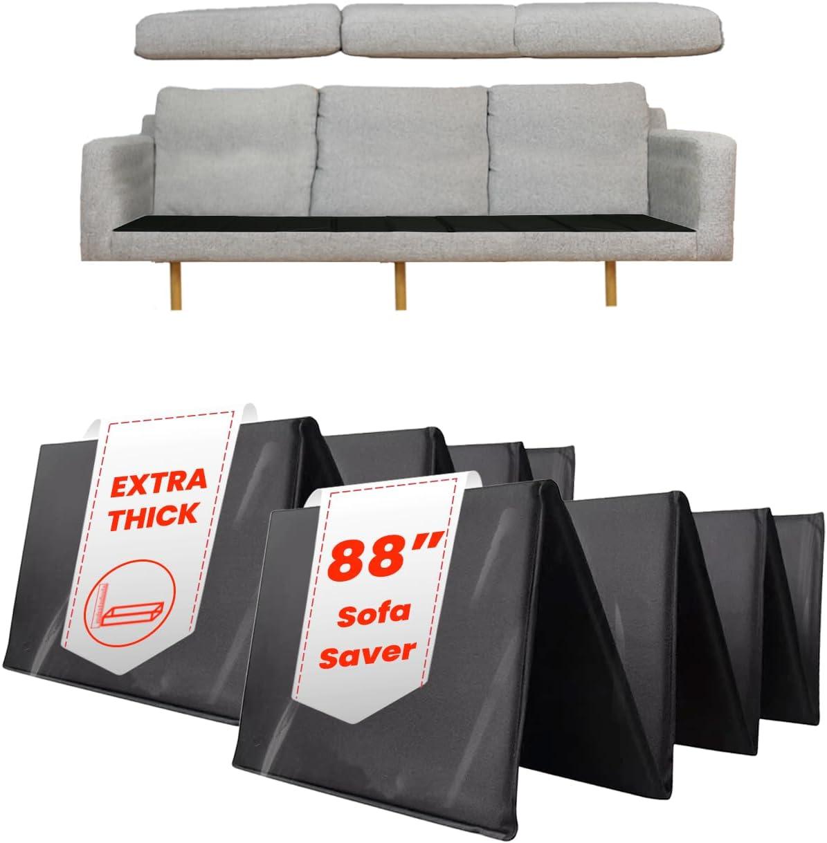 LAMINET Deluxe Extra Thick Sagging Furniture Cushion Support Insert| Seat Saver| New and Improved| Extend the Life of Your Sofa| 60% Thicker - Sofa - 17" L X 66" W
