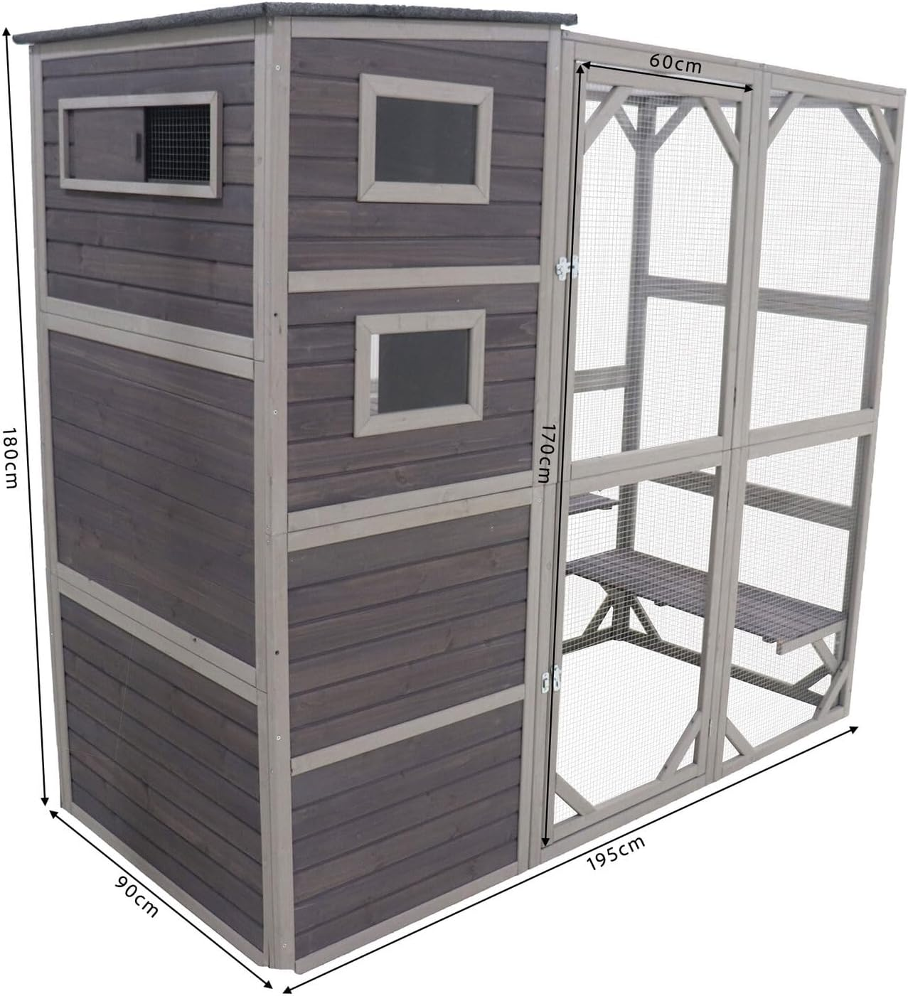 Flylline Walk in Wooden Cat Townhouse Kitten Ferret Enclosure Cage House image number 2