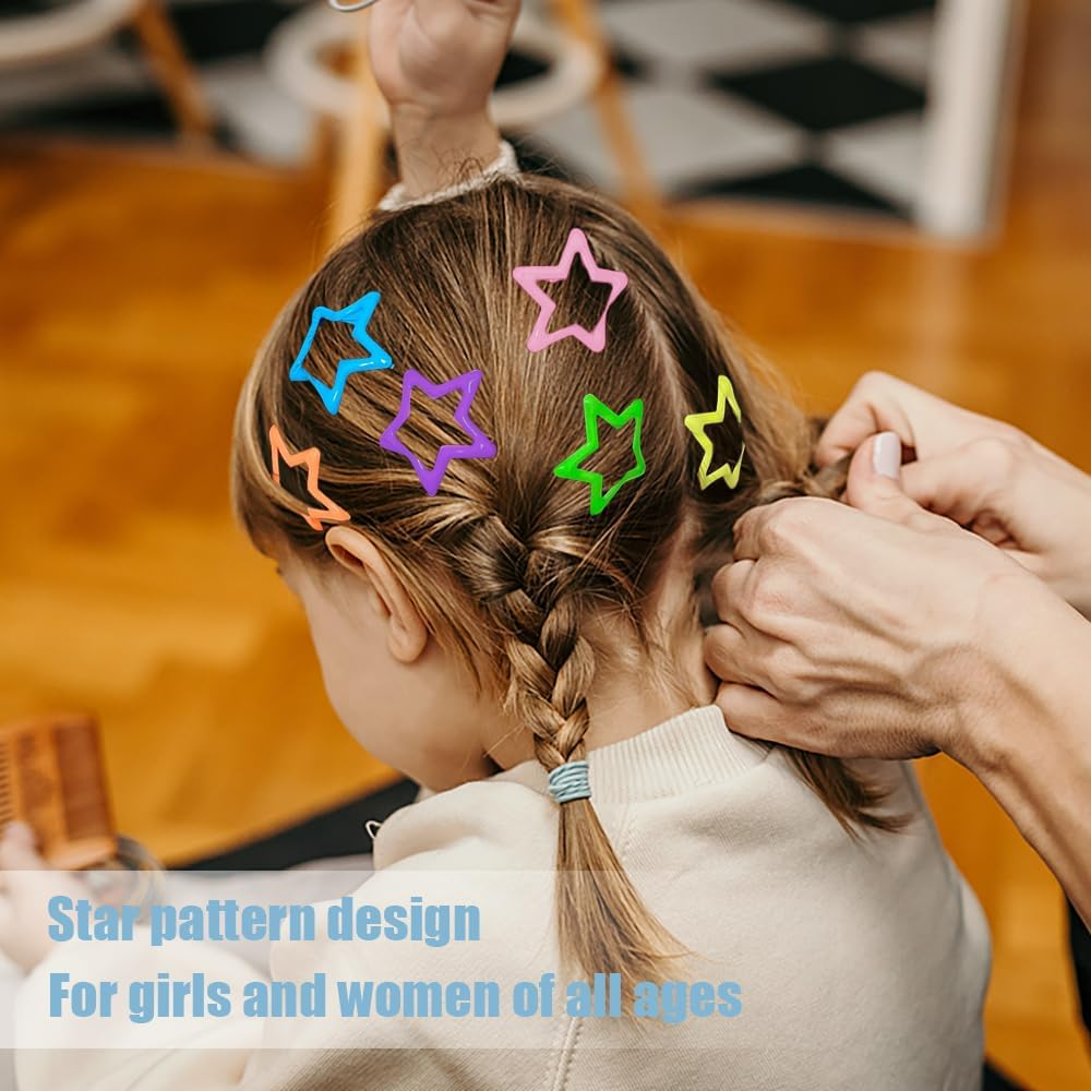 TRKETK Pack of 44 Star Hair Clips, Metal Star Hair Clips, Cute Small Hair Clips, Hair Clips with Press Studs, Hollowed Star Hair Pin, 3 Cm, Kawaii Hair Clips for Women and Girls image number 2