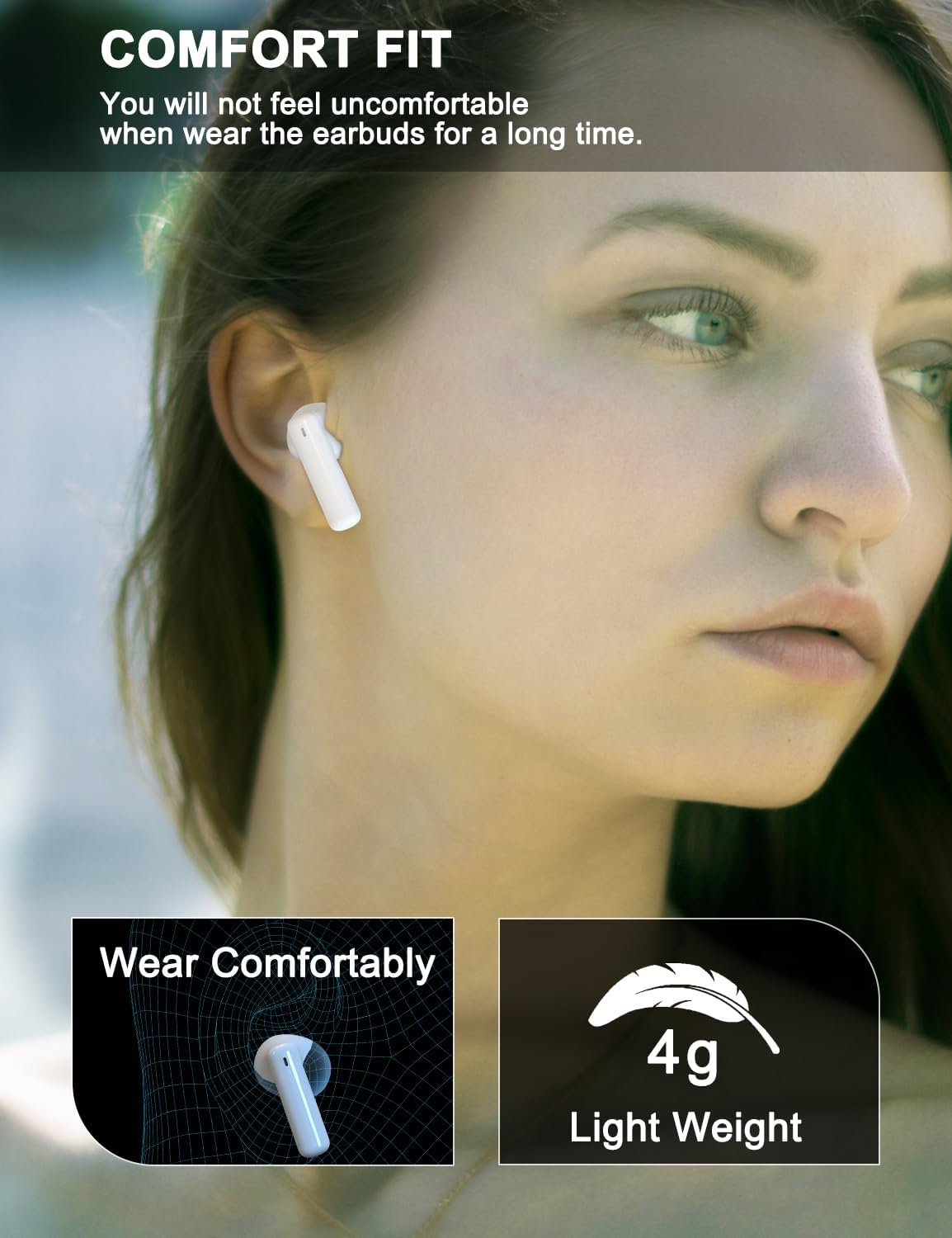 PHOCAR Wireless Earbuds Bluetooth 5.3, Sync No Delay, Light-Weight,Compact, Touch Control, Noise Canceling for Clear Calls, Wireless Earphones Compatible with Iphone, Samsung, Huawei, Xiaomi, Nokia image number 5