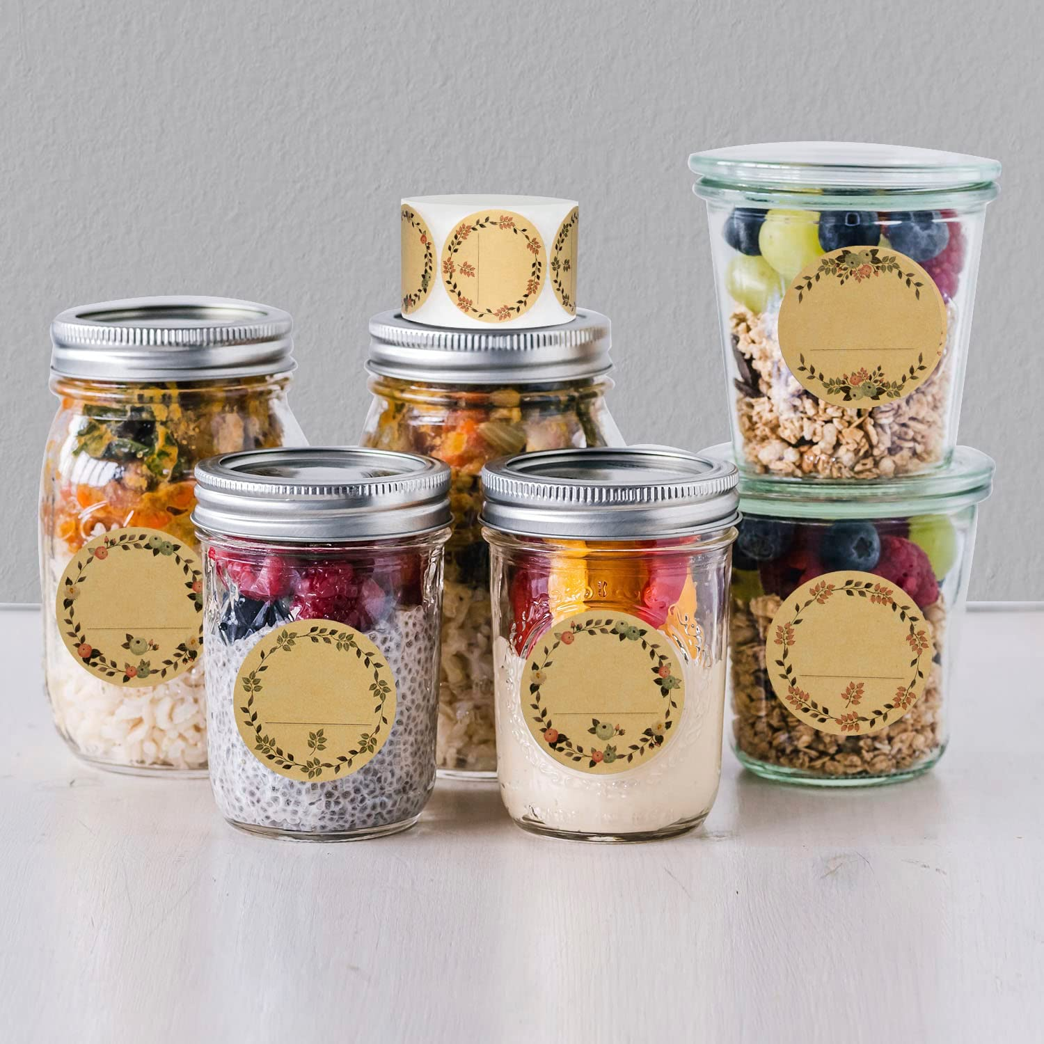 500Pcs Sticky Labels,Self Adhesive Labels,Natural Kraft round Labels,Food Labels,Self-Adhesive Blank Labels for Jam Tubes,Bottles,Baked Goods,Gifts,Envelopes（Brown-1 - Brown-3 image number 6