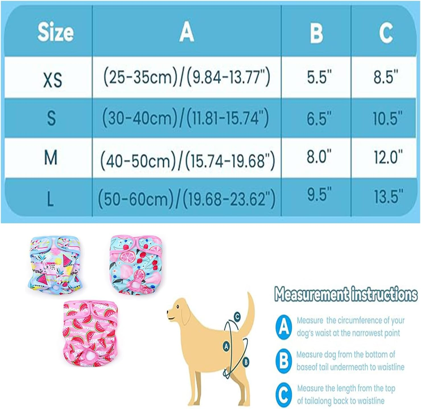 Roczential 3 Pack Female Pet Dog Cat Nappies Set,Reusable Dog Nappies Super Absorbent Dog Diapers Washable Sanitary Wraps Panties for Puppy Small Medium Large Incontinence Dog (XS) image number 4