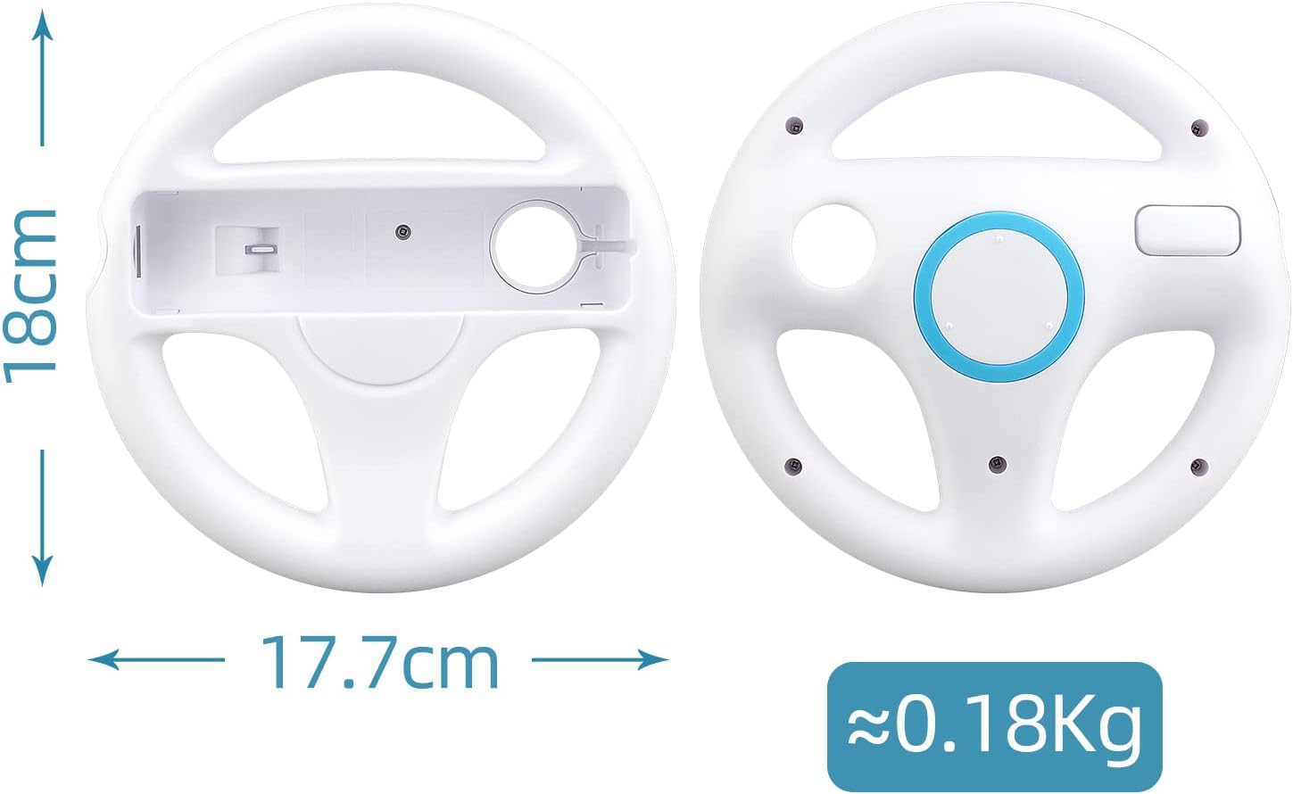OSTENT Mario Kart Racing Games Steering Wheel Compatible for Nintendo Wii Remote Controller Color White image number 6