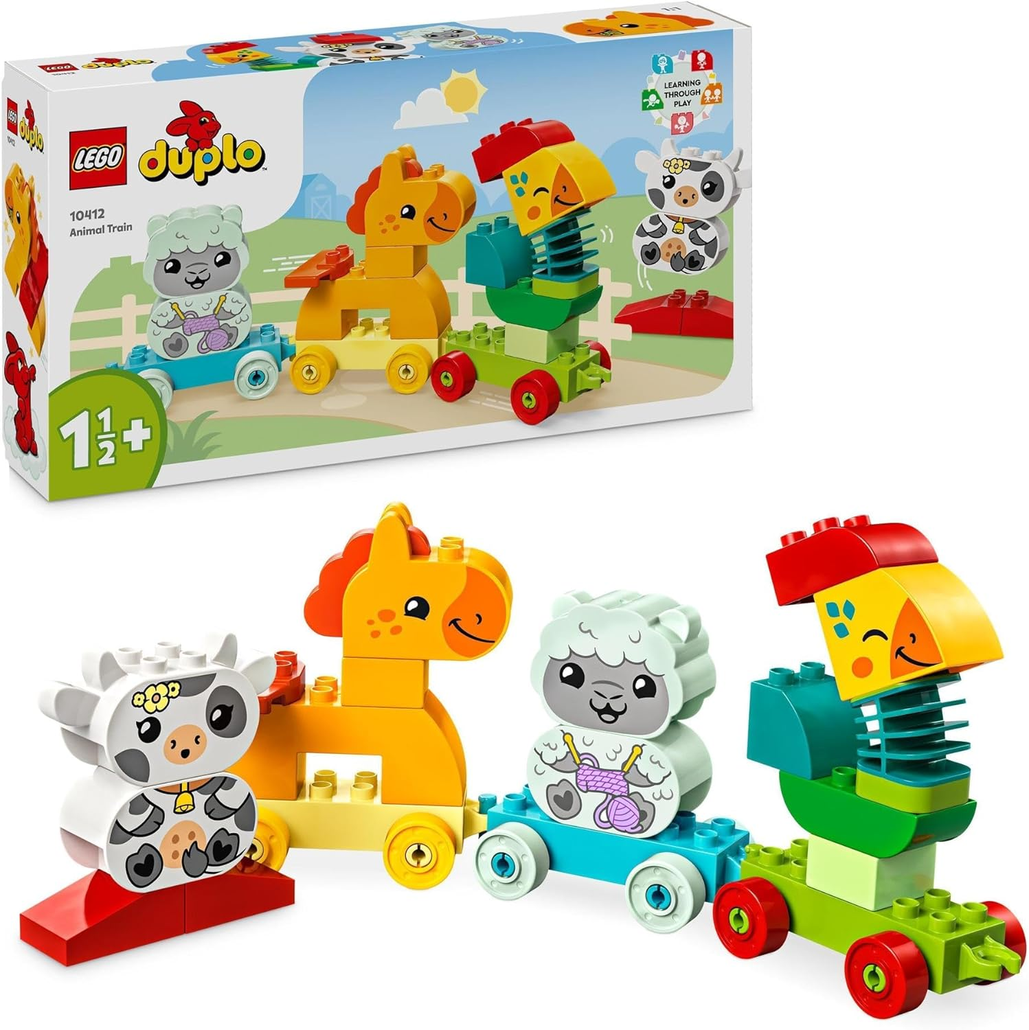 LEGO DUPLO My First Animal Train Toddler Toy for 18+ Month Boys and Girls, Learning Set with Rooster, Horse, and Cow Farm Animal Figures, Educational Kids or Baby Toy,Treat for Preschool 10412 image number 4