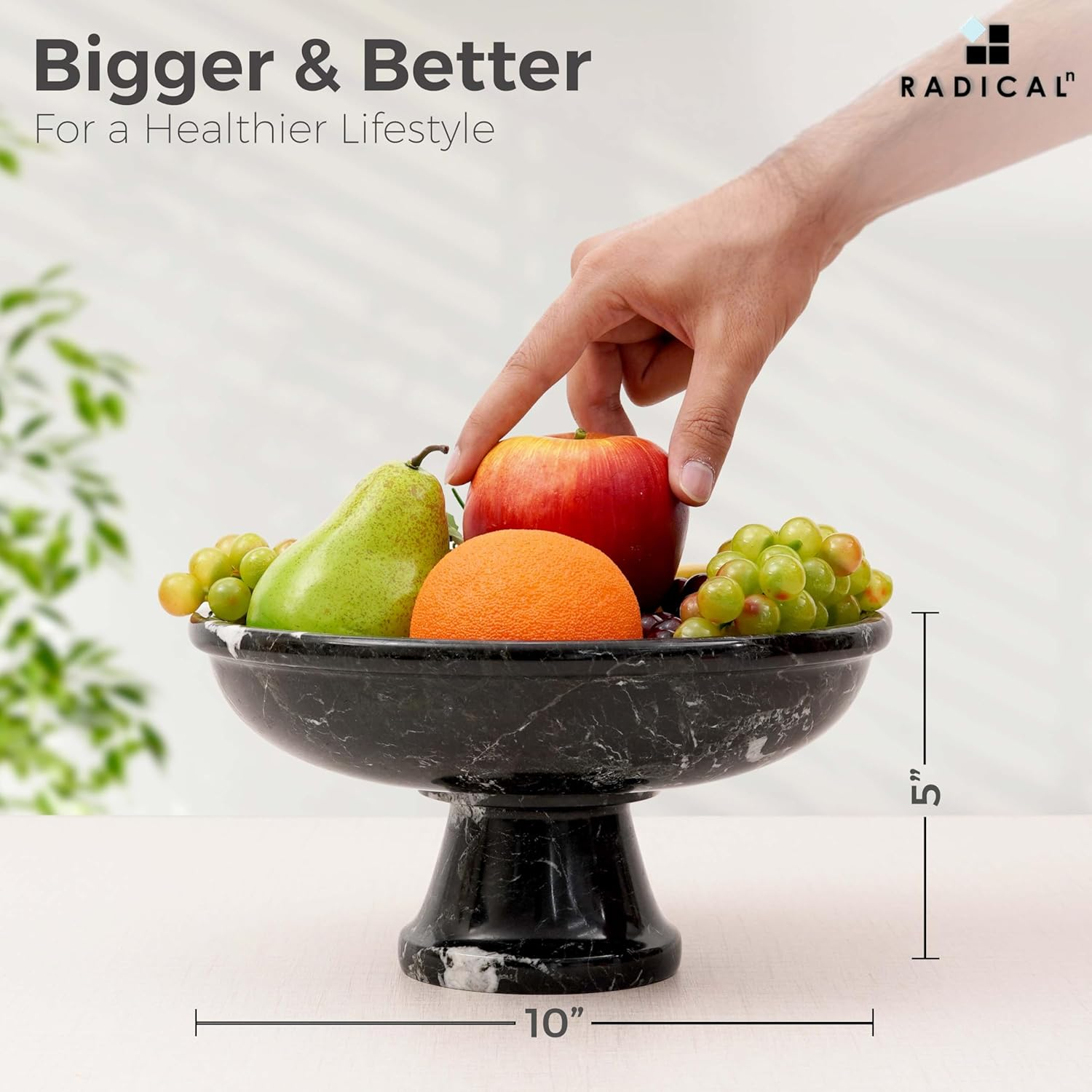 Radicaln Marble Fruit Bowl Black 10" Inches Handmade Fruit Bowl for Kitchen D&eacute;cor Fruits Holder for Dining Table Ideal Fruit Dishes image number 5
