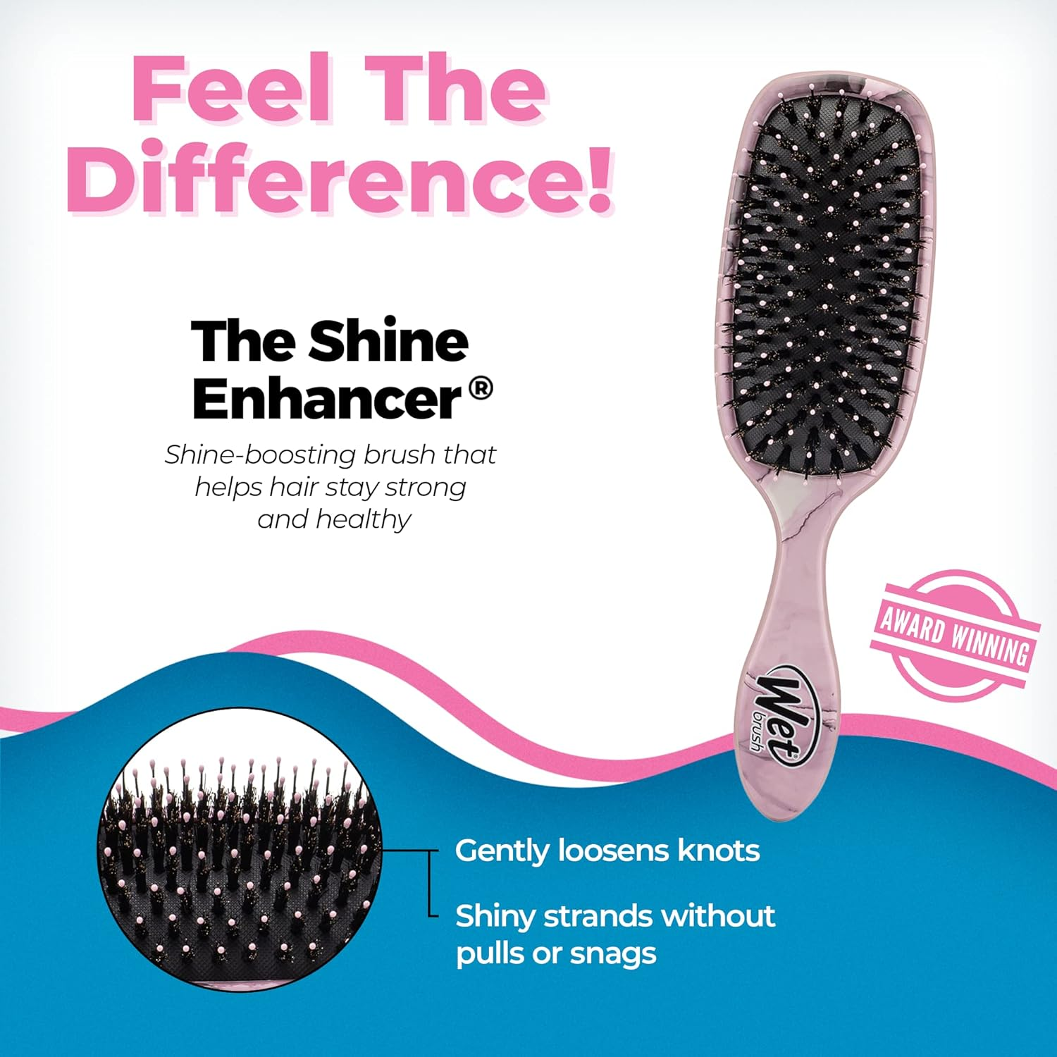 Wet Brush Shine Enhancer Hair Brush, Artic Blue - Exclusive Ultra-Soft Intelliflex Bristles - Natural Boar Bristles Leave Hair Shiny and Smooth for All Hair Types - for Women, Men, Wet and Dry Hair - Purple image number 3