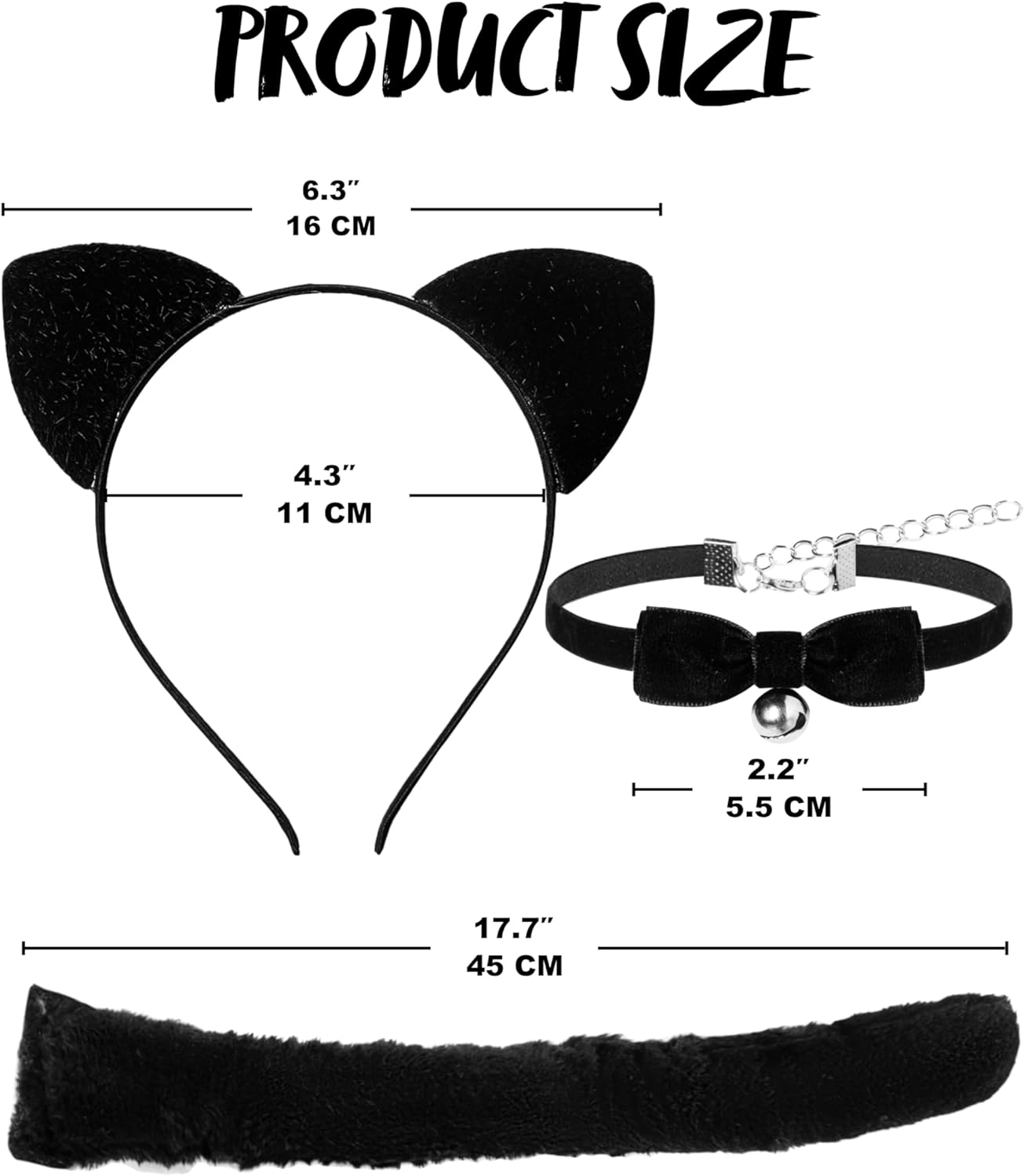 Spooktacular Creations Halloween Black Cat Dalmatian Fox Costume Accessories Set with Ears Headband with Choker Bow Tie Tail image number 6