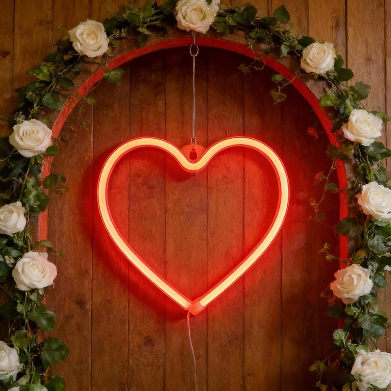 Pack of 2 Red Heart Neon Sign, LED Neon Light, Usb/Battery Light Advertising, Wall Signs Wall Decoration for Valentine'S Day, Wedding, New Year, Anniversary (21 X 20 Cm) image number 1