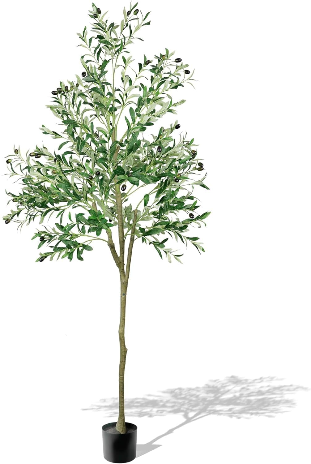 6FT Artificial Olive Tree, Faux Fake Plant for Office Home Living Room Indoor Outdoor Decor, Realistic Olive Silk Tree with Lifelike Leaves and Olive Fruits, 180Cm Modern Floor Decoration image number 4