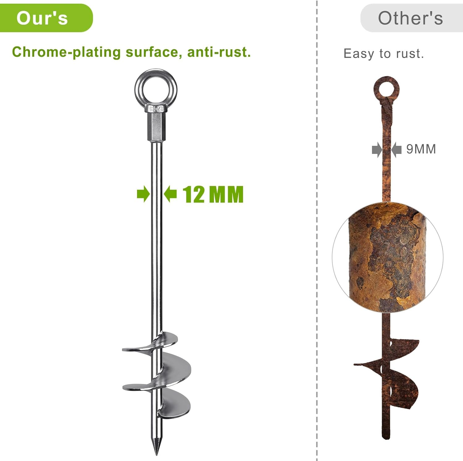 Insaga 18'' Fully Welded Ground Anchors Screw In, Wider Spiral Earth Anchor for Swing Set, 4Pcs Mobile Home Anchors, Wind Resistant Trampoline Wind Anchors, Ground Anchors for Sheds