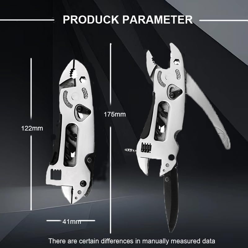 Adjustable Wrench Multitool,Multitool Camping Multi Tool Plier Screwdriver Bits Pliers Survival Emergency Gear Assembly Be Used for Outdoor,Survival,Camping, Hunting and Hiking (Silvery) image number 6