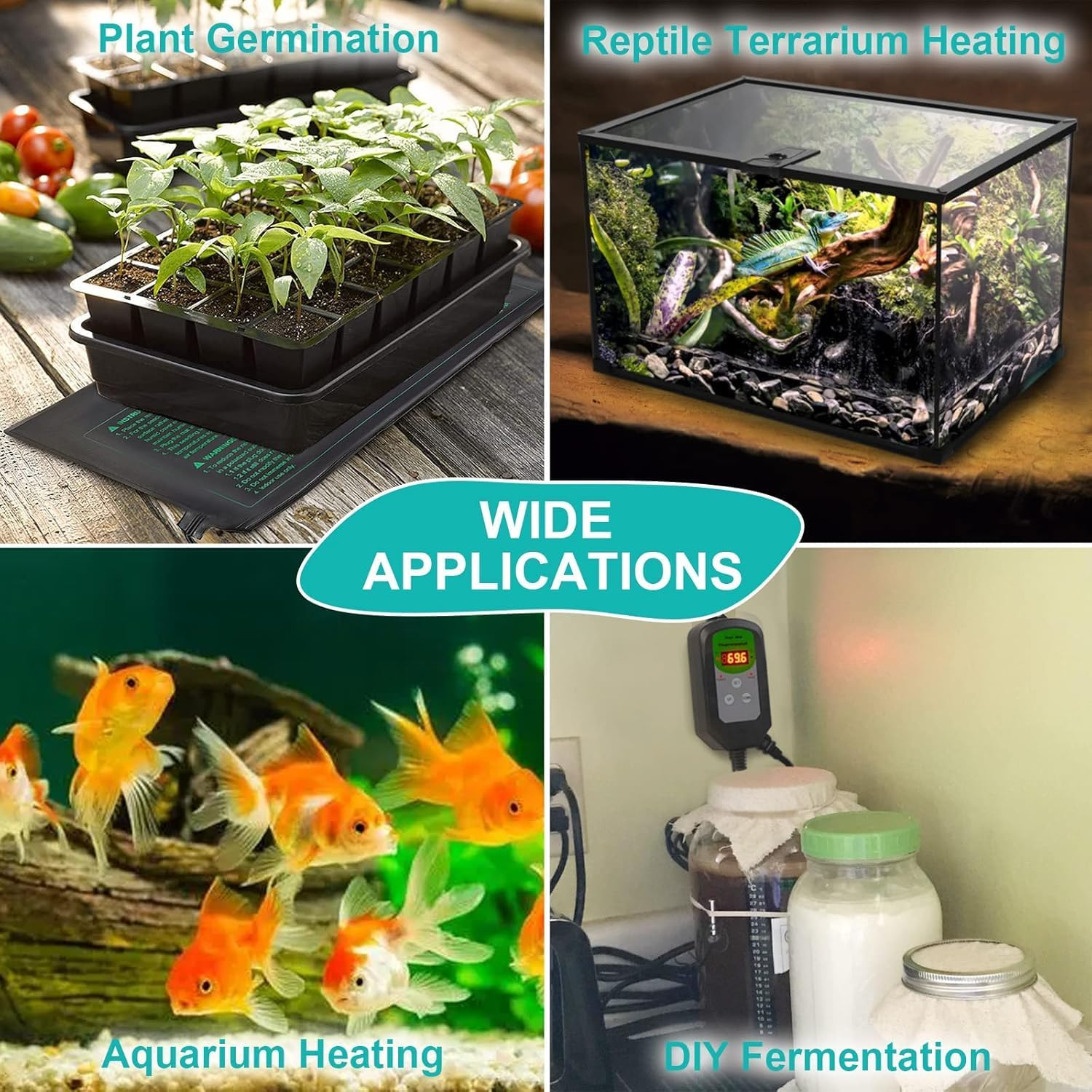 2Pack Seedling Heat Mat, 52 X 25Cm Heating Mat for Plants Grow Seed Starting Greenhouse, Waterproof Durable Germination Warm Hydroponic Heating Pad(10 X 20.75 Inch) image number 3