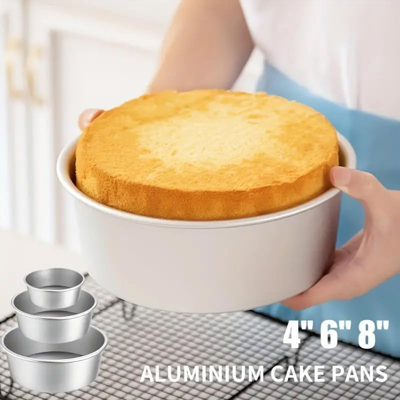 AIMALL 3Pcs round Cake Mold with Anode Coating and Removable Bottom &ndash; Durable Aluminium Alloy Baking Pans for Chiffon and Layered Cakes image number 2