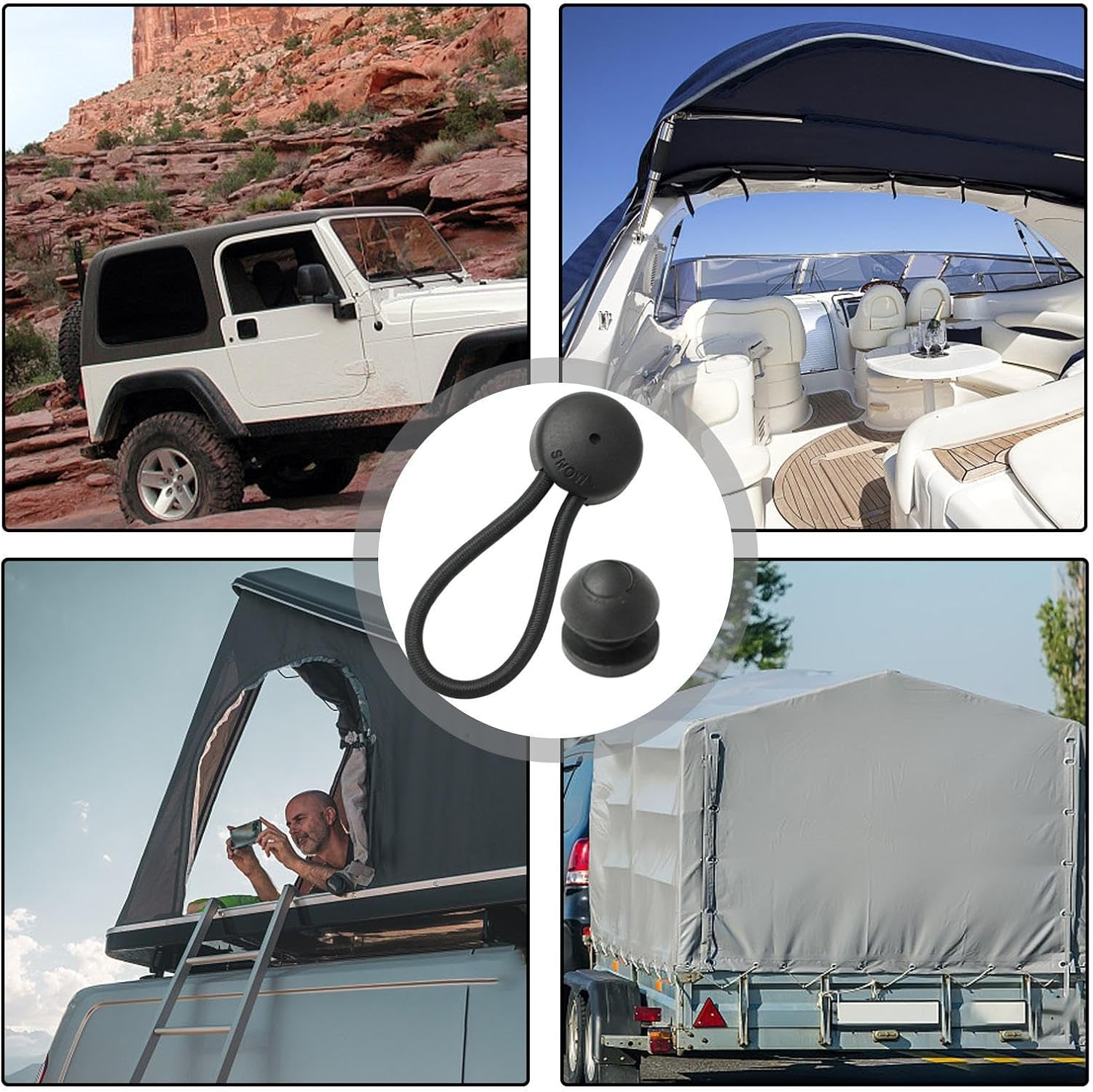 Pull Tie down Tarp Canvas Knobs - Easy to Install Sturdy Bungee/Shock Cord Clip - Boat Deck Hardware Multifunctional for Marine Truck Car Rv Covers image number 4