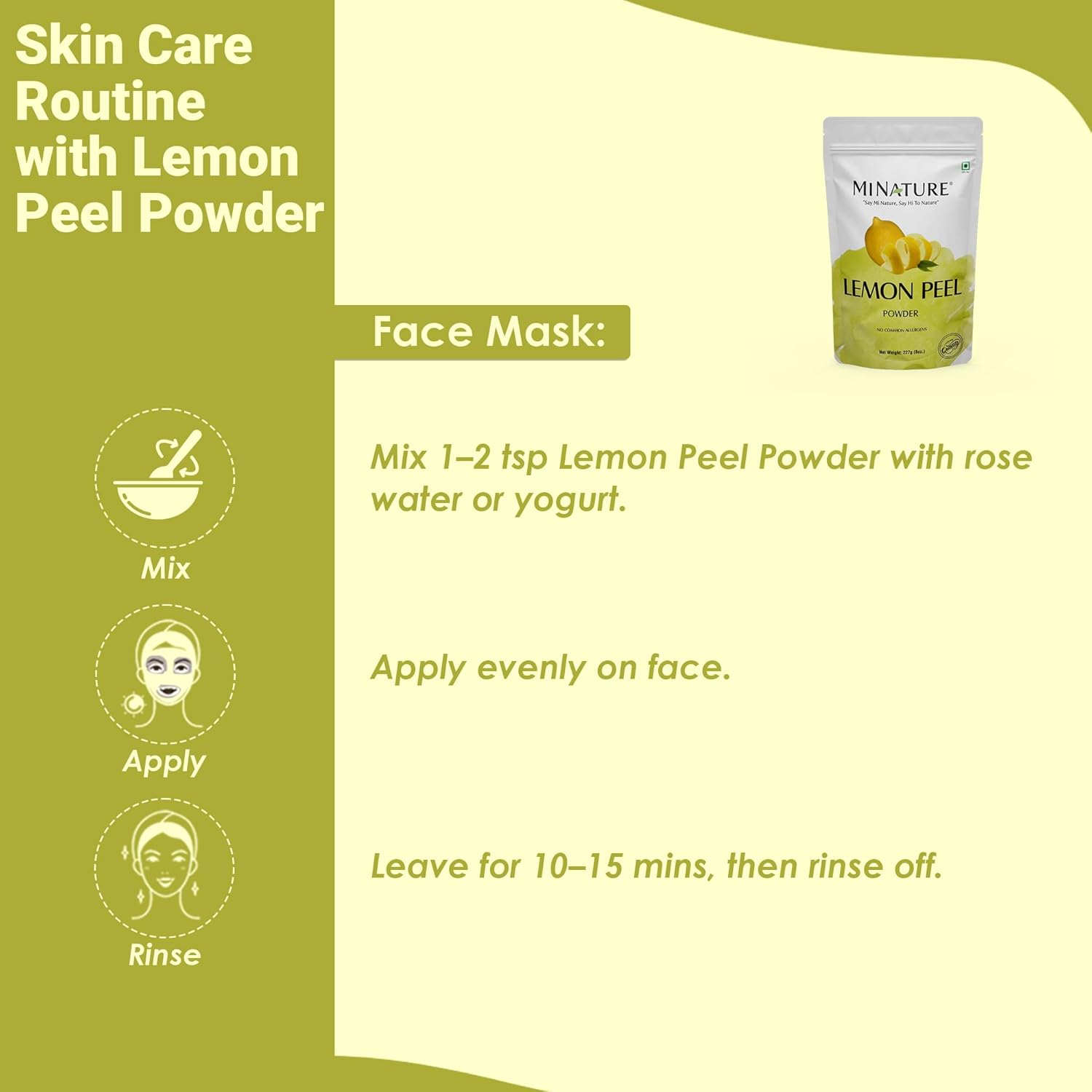 Lemon Peel Powder by Mi Nature | Skincare| Detox|227G(8 Oz) (0.5 Lb) | 100% Natural image number 2