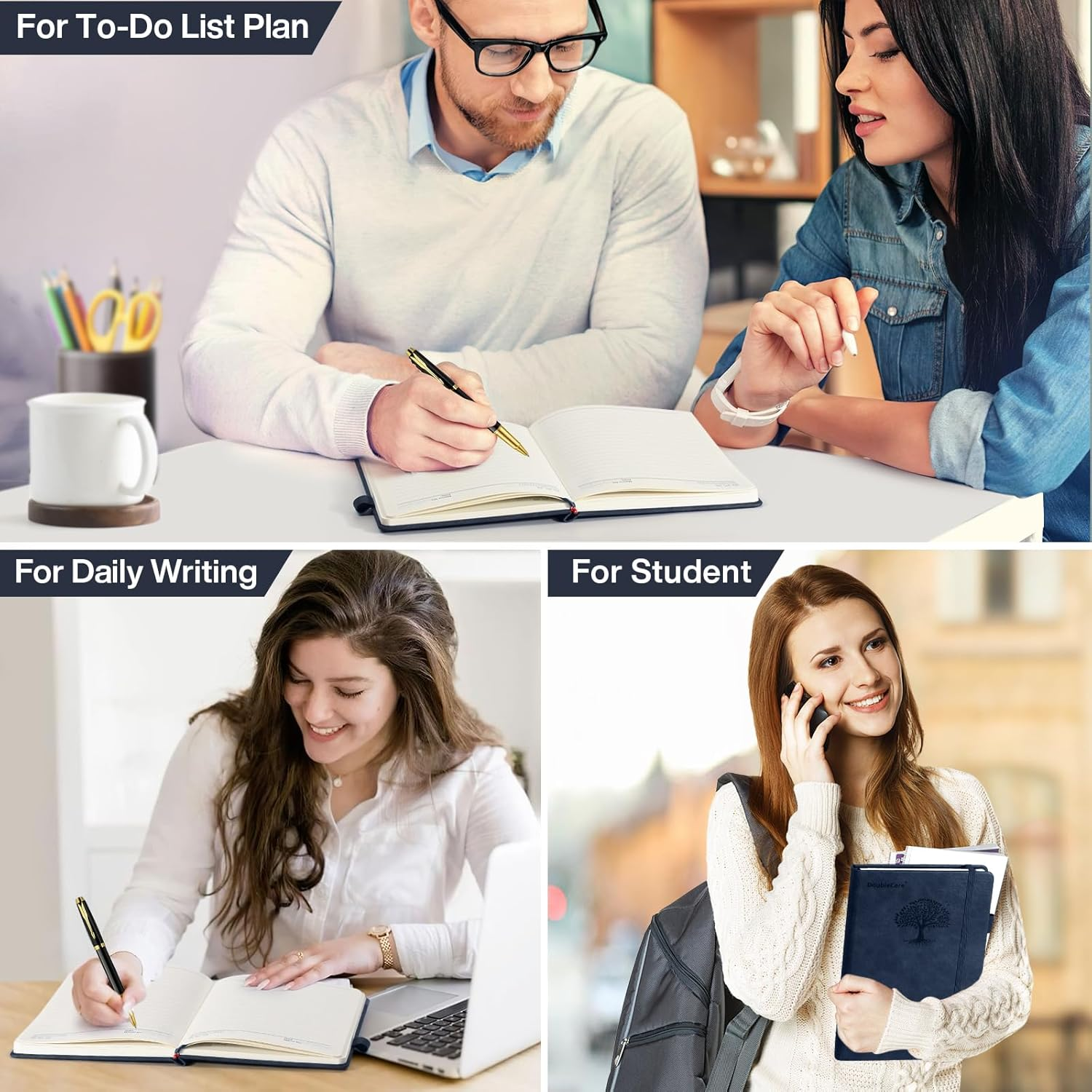 300 Pages Hardcover Leather Journal Notebook for Writing, A5 Hardcover Lined Journal with 80GSM Paper, Daily Journal for Women Men Work Organization, 5.7" X 8.4"