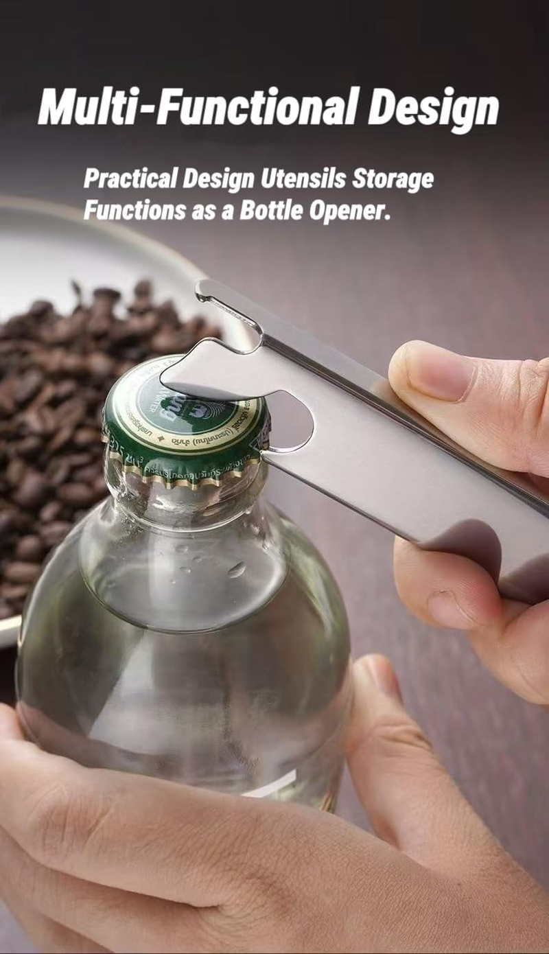 Mernard 4-In-1 Camping Utensil Set - Stainless Steel Camping Cutlery Set with Compact Knife Fork Spoon Bottle Opener for Hiking, Picnic, Travel Outdoor image number 4