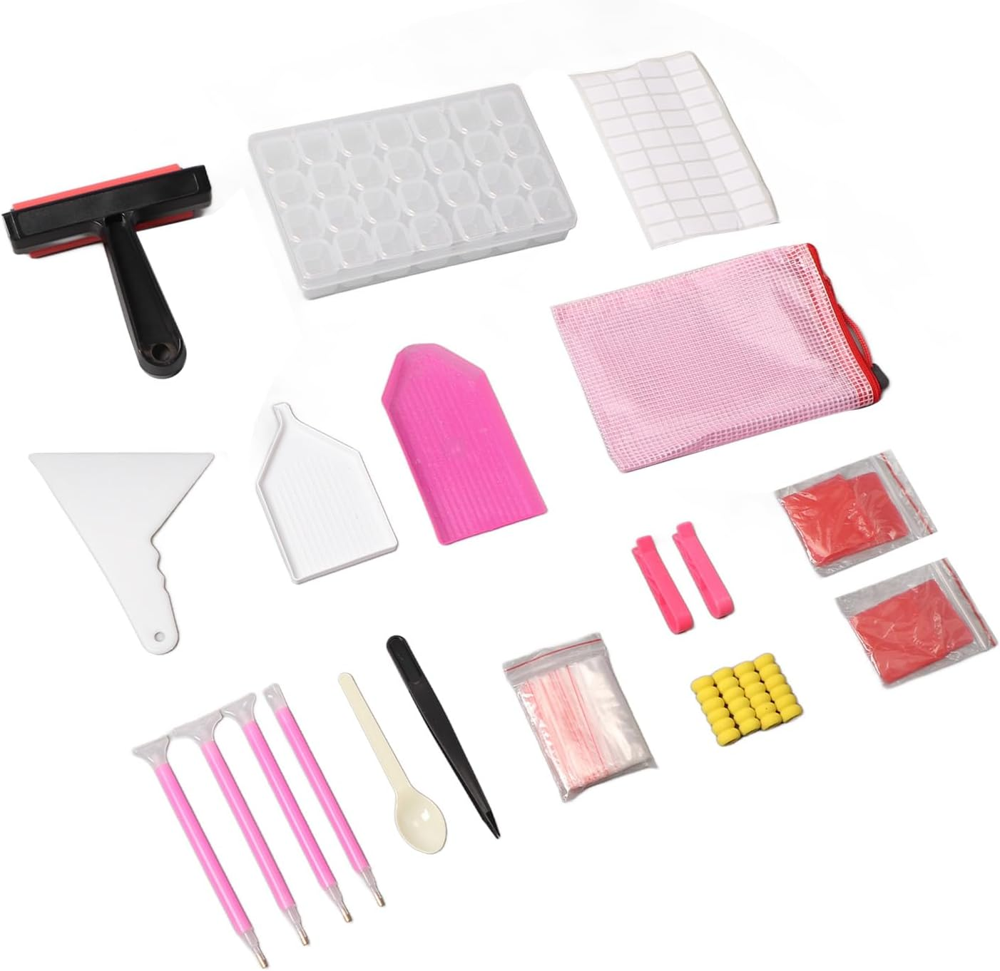 Rhinestone Painting Tool Set Complete DIY Kit with 28 Compartments Pink LED Light for Crafters image number 2