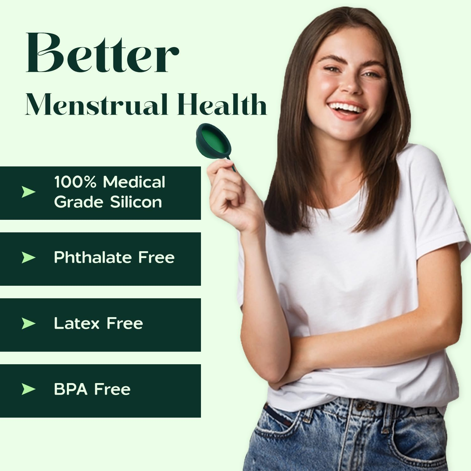 SHORDY Reusable Menstrual Disc Set of 2 (Small & Large), 100% Medical-Grade Silicone, Flexible & Leak-Free Period Disc, Eco Friendly Feminine Hygiene & Care | Tampons, Pads & Cups Alternative (Green) image number 2