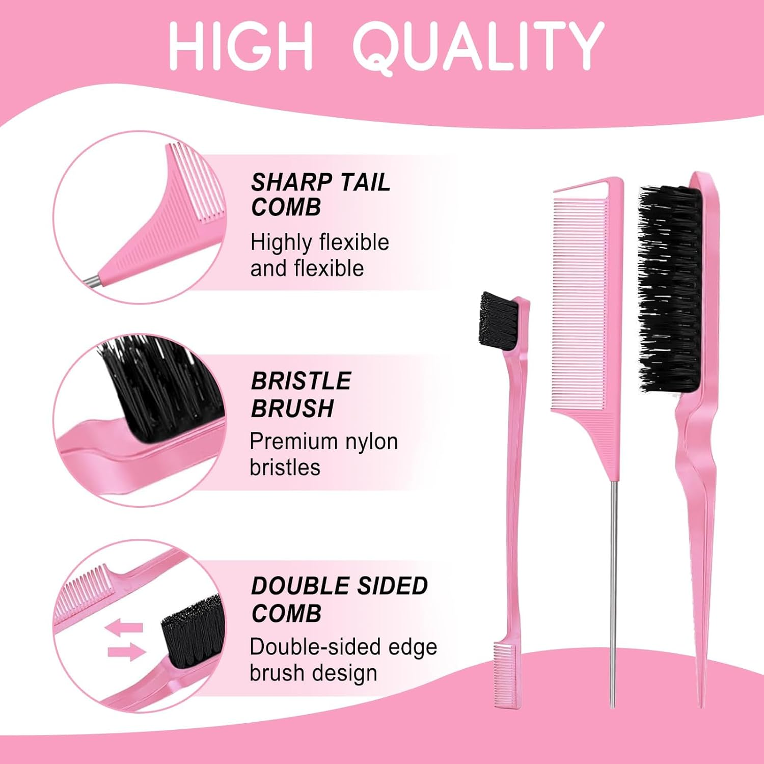 Sularpek 12PCS Sectioning Hair Clips for Styling + 3PCS Comb, Hair Grips for Women, Slick Back Brush Set, Salon and Home Hairdressing Clips(Black) image number 2