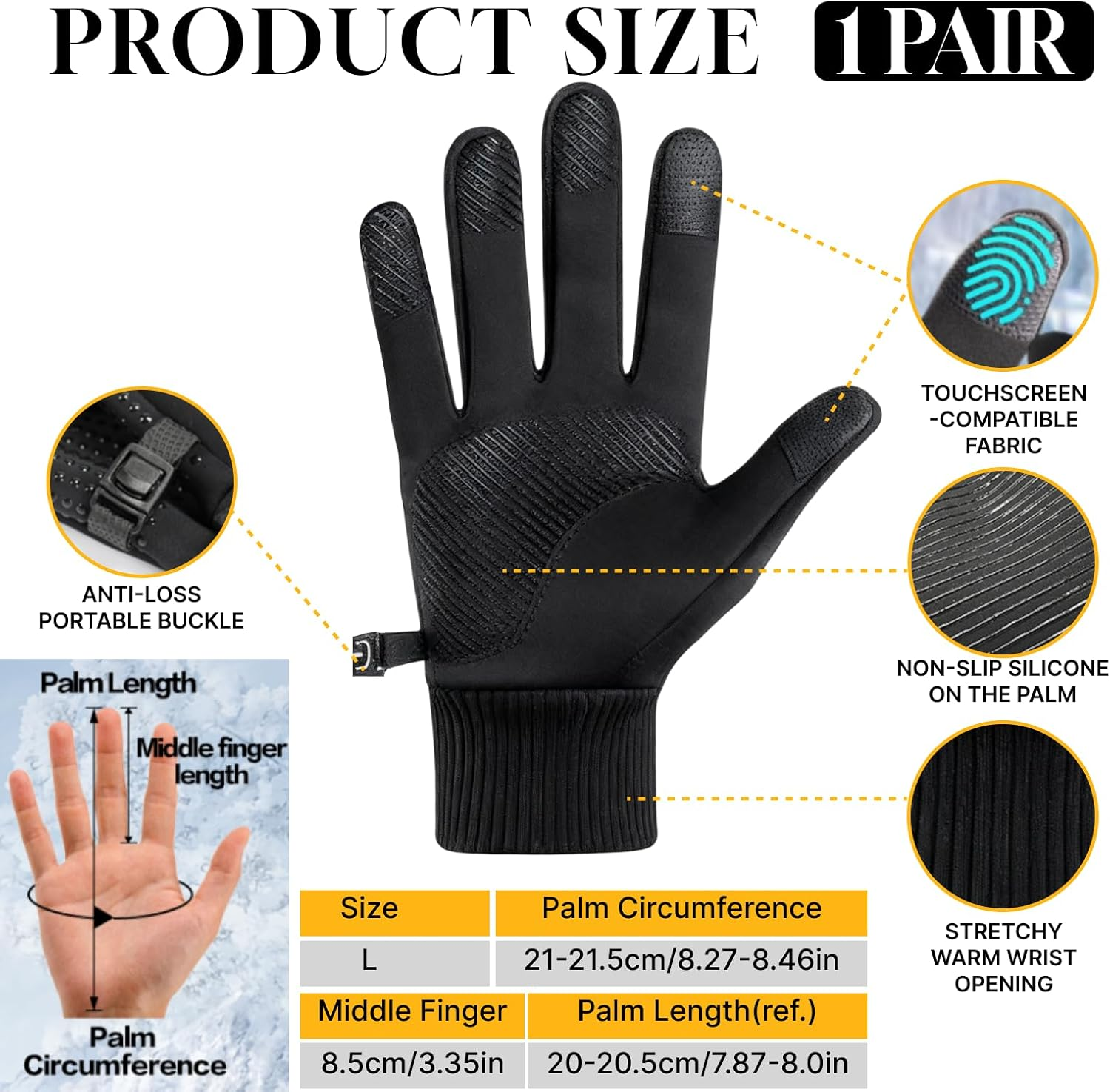 Winter Gloves for Men and Women, Waterproof Touchscreen Fleece Lined Gloves for Cold Weather, Perfect for Running, Cycling, Skiing, and Outdoor Activities image number 4