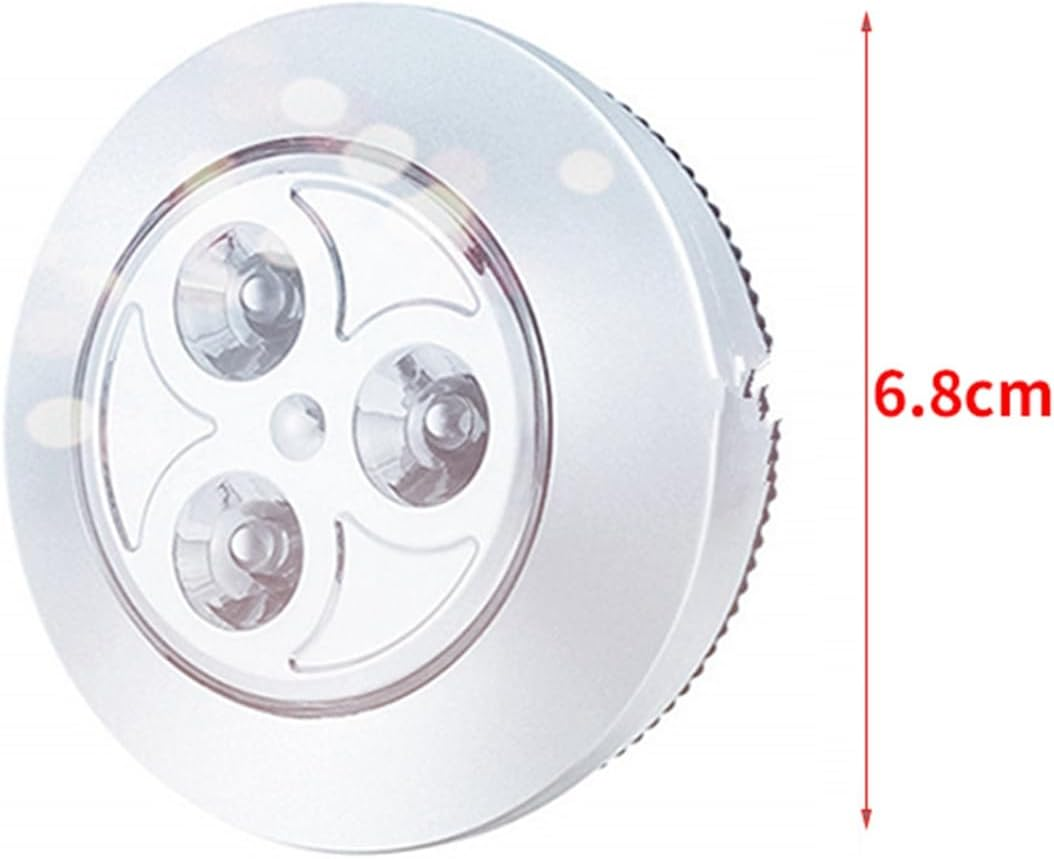 10 Pack LED Battery-Powered Wireless Night Tap Press Lamp Stick-On Push Safe Lights for Hallway Closets Cabinets, Silver/754 image number 3