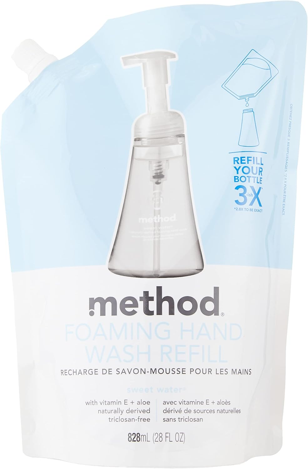Method Foaming Hand Wash Refill, Sweet Water Fragrance Hand Soap, 828 Ml image number 3