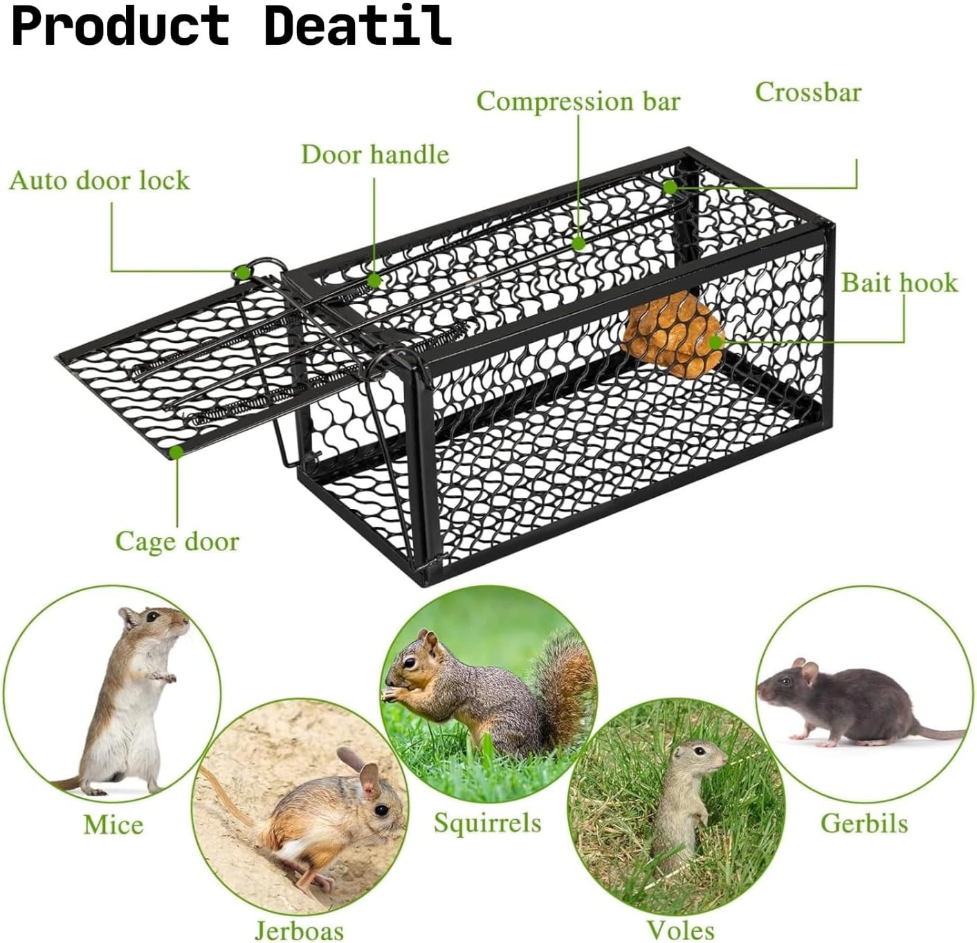 Lyfengdeam Humane Mouse Trap, Rat Cage Trap Suitable for Capturing Mice or Hamsters Alive, Friendly Small Animal Humane Live Cage Rat （2 Pack ）