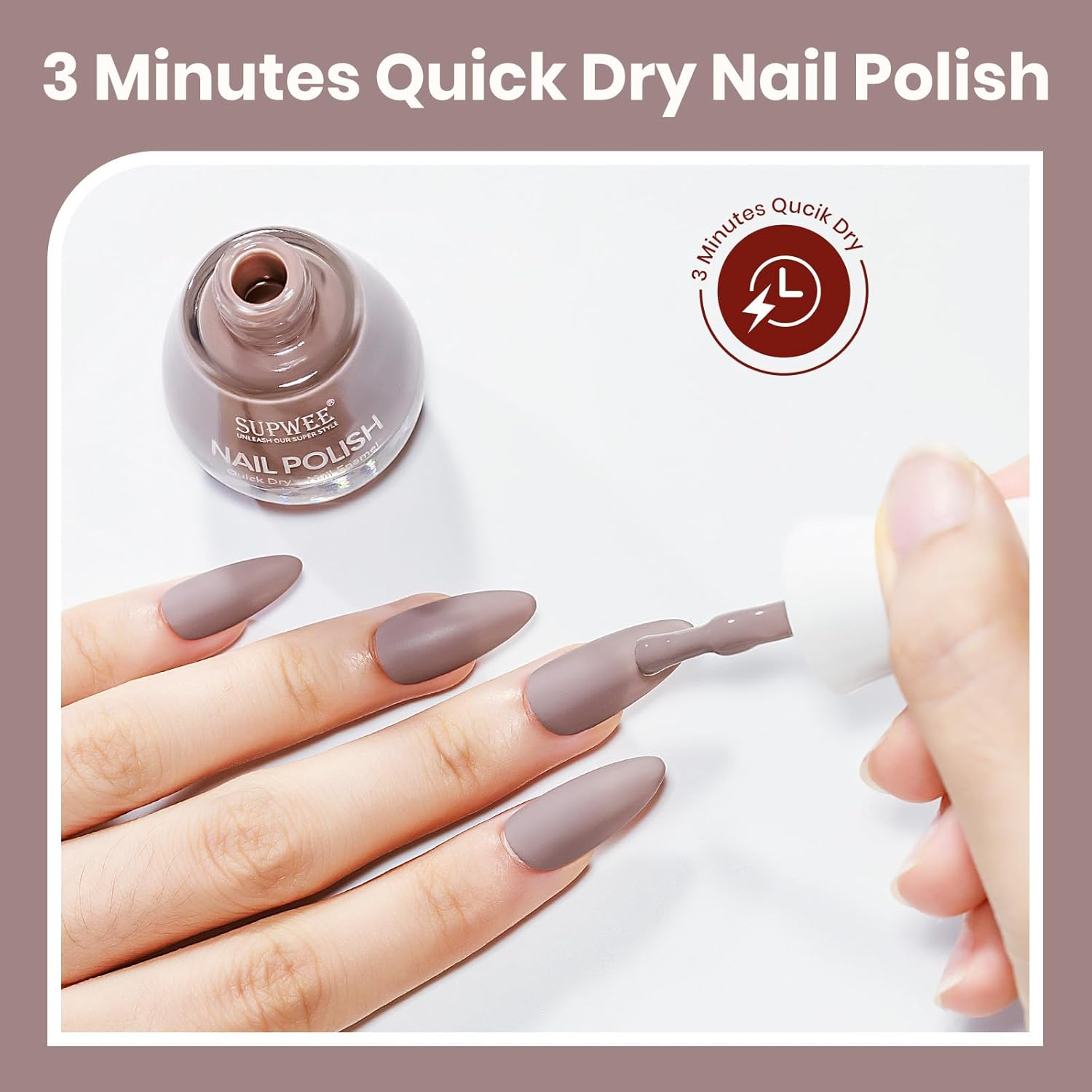 SUPWEE Matte Nail Polish 16Ml Quick Dry Nude Nail Polish Air Fast Dry Easily Create Elegant Matte Nail Art Home DIY Manicures Salon for Women image number 2