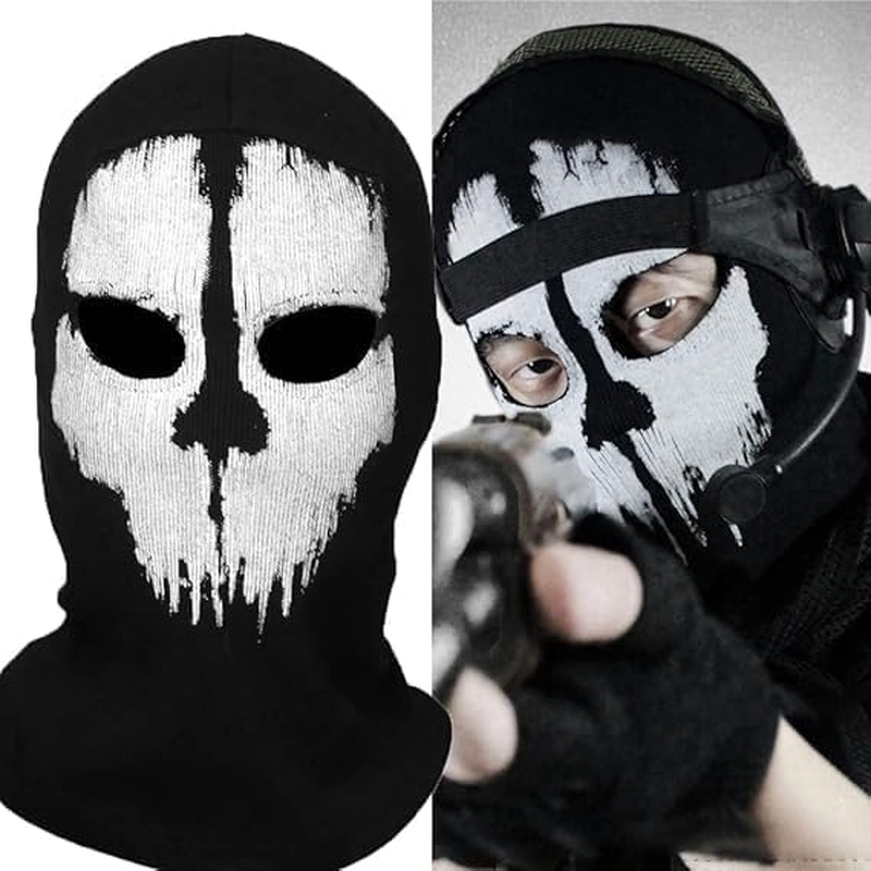 Balaclava Mask for Call of Duty Style - Ghost Face Skull Print Unisex Halloween & Cosplay Ski Mask, Tactical Full Face Cover for War Games image number 3