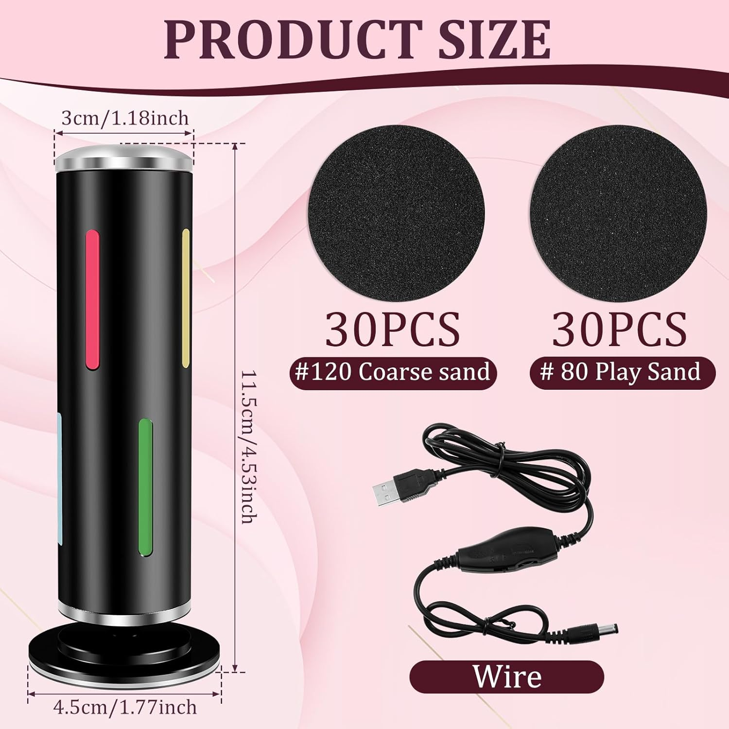 Electric Foot Callus Remover with 60 Pcs Sanding Discs,Professional Electric Foot File Callus Remover,Adjustable Speed,Professional Pedi Feet Care Perfect for Dead,Hard Cracked Dry Skin (Black) - Black image number 2