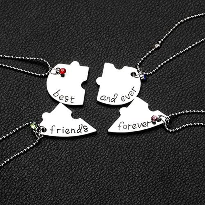 YALLNASL 4 BFF Gifts Necklaces for Girls: Matching Heart Necklaces for Best Friends Forever, Women & Girls, Stainless Steel, Shape, 16.7 Inch Chain image number 1