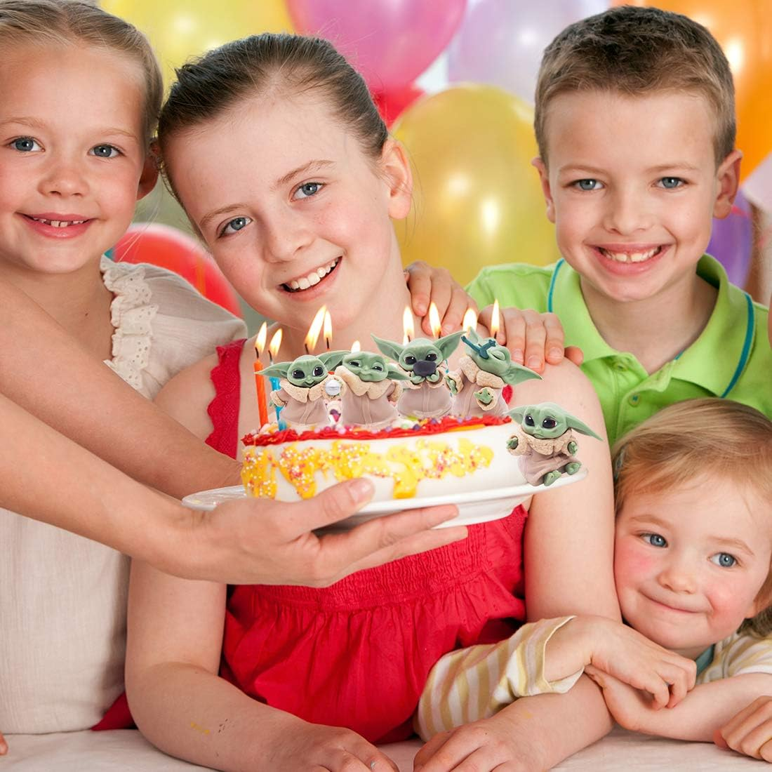 Cartoon Cake Creative Decoration Tomicy 5PCS Baby Yoda Mini Figures Set Creative Animal Shape Birthday,Party Cake Set, Party Supplies Cupcake Figurines image number 1