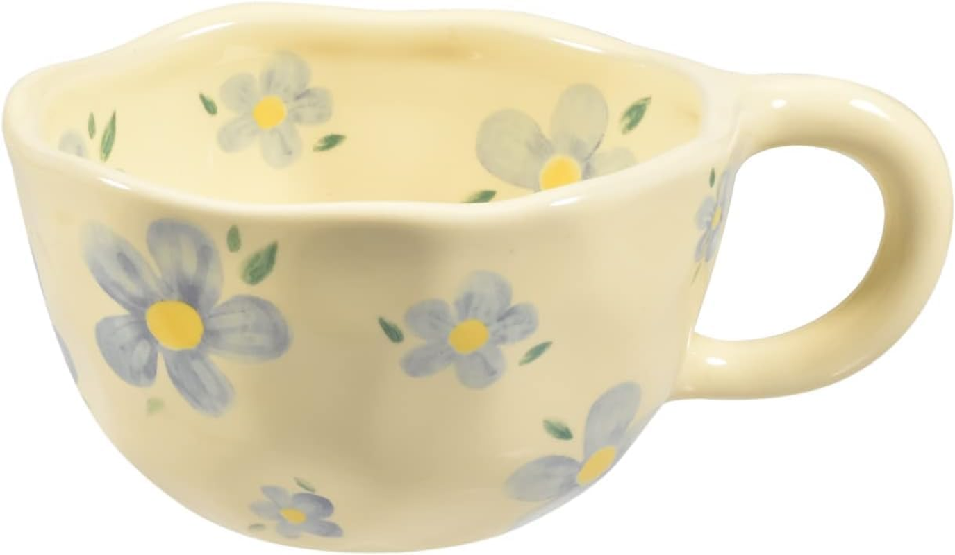 Ceramic Coffee Mug, Creative Flower Cup for Office and Home, Dishwasher and Microwave Safe, 10.15 Oz/300 Ml for Latte Tea Milk (Blue Flower) image number 4